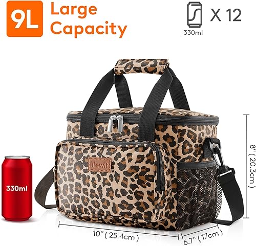 Miniatura 3 de Lifewit Lonchera grande aislada, suave y refrigerante, para adultos, hombres y mujeres, leopardo, 12 latas (8.5 L)