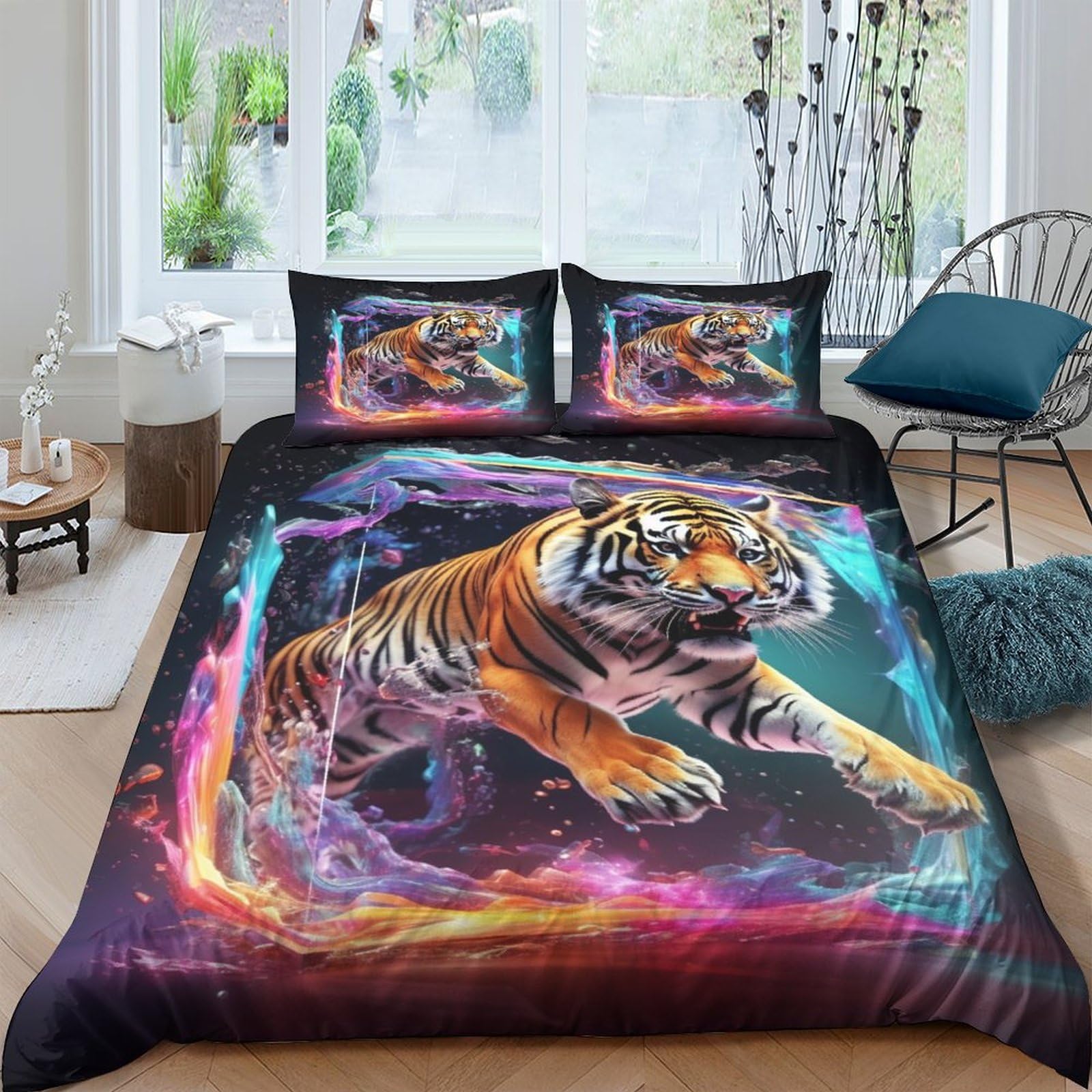Housse de couette tigre 3D 220x240 pour transformer la chambre d'un ado