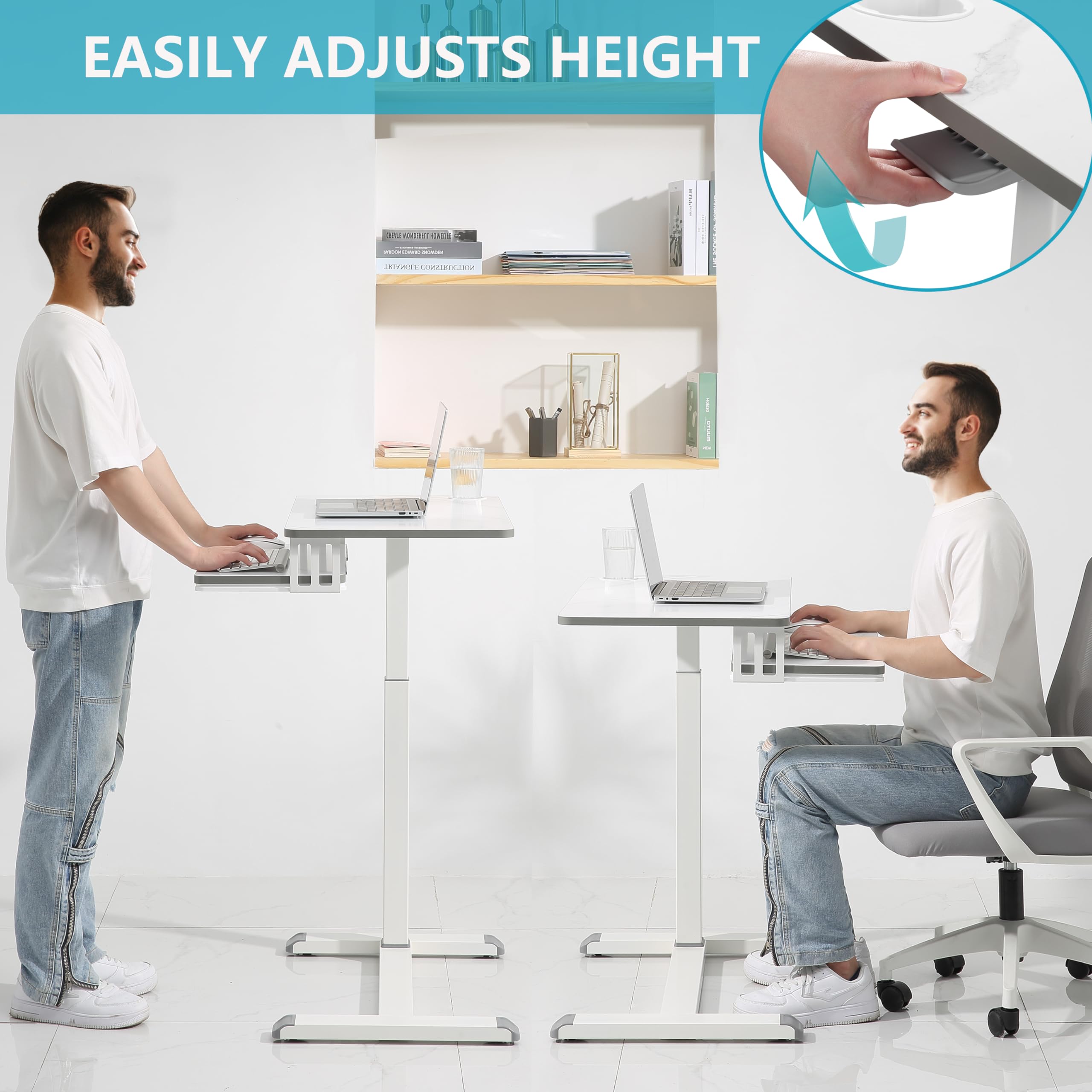 Scrivania Mobile Regolabile In Altezza Con Vassoio - Per Laptop Fino A 15kg, Ruote, Ideale Per Ufficio - Foto 9