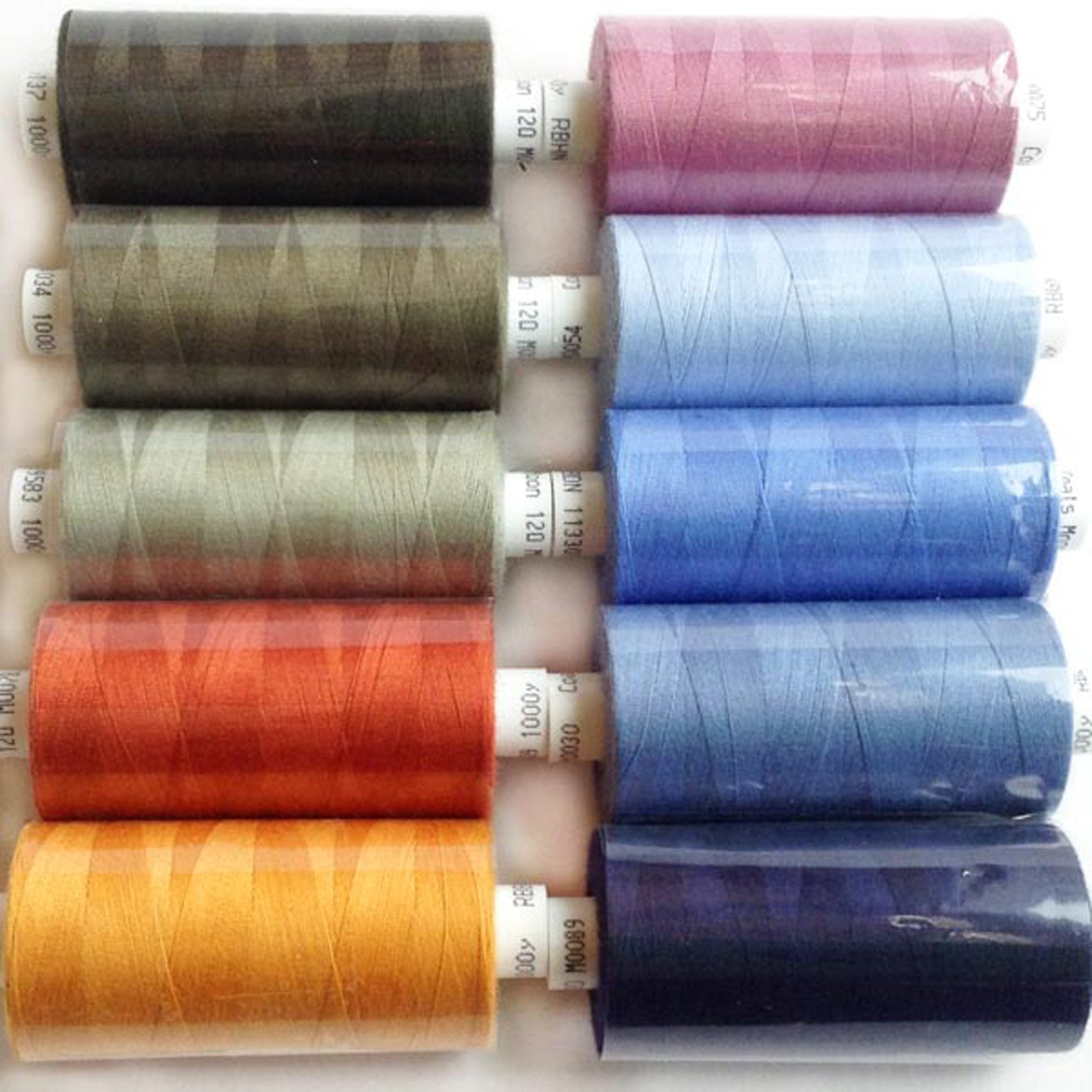 10 x Moon Polyester Reels Thread Sewing Over Locking Coats 1000 yards 120’s (Blue)