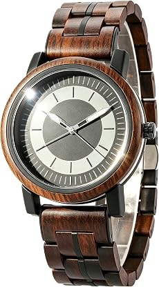 EBONY Relógio masculino de madeira com movimento japonês, ponteiros luminosos, zebrawood, madeira de tigre, presente exclusivo para marido, namorado, pai, aniversário, aniversário por Artista não identificado — capa do álbum