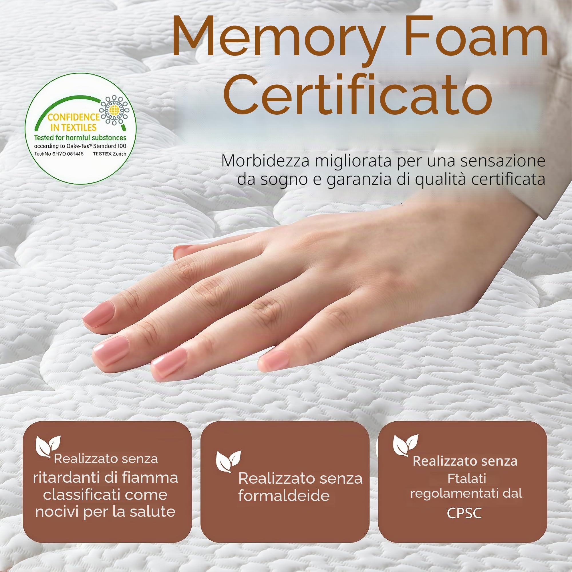 Materasso 140 x 200 - Alto 26 cm - Materasso Matrimoniale con Memory Foam e Molle Insacchettate - Certificato OEKO-TEX - 7 Zone Comfort - Medio Rigido H3 - Ortopedico - Traspirante - Sonno Profondo