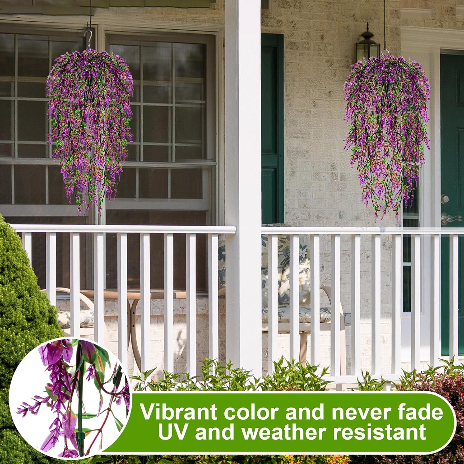 Hoteam 18 Pcs Artificial Faux Hanging Flowers Fake Hanging Plants Vines Plastic Wall Greenery Indoor Fake Flowers Vines for Home Bedroom Living Aesthetic Kitchen Office Wall Patio (Romantic Style)