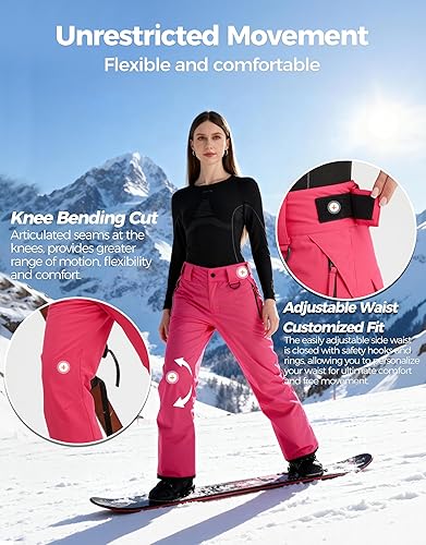 Miniatura 5 de Wantdo Pantalones de esquí impermeables con aislamiento de montaña para mujer, pantalones cargo para invierno y exteriores