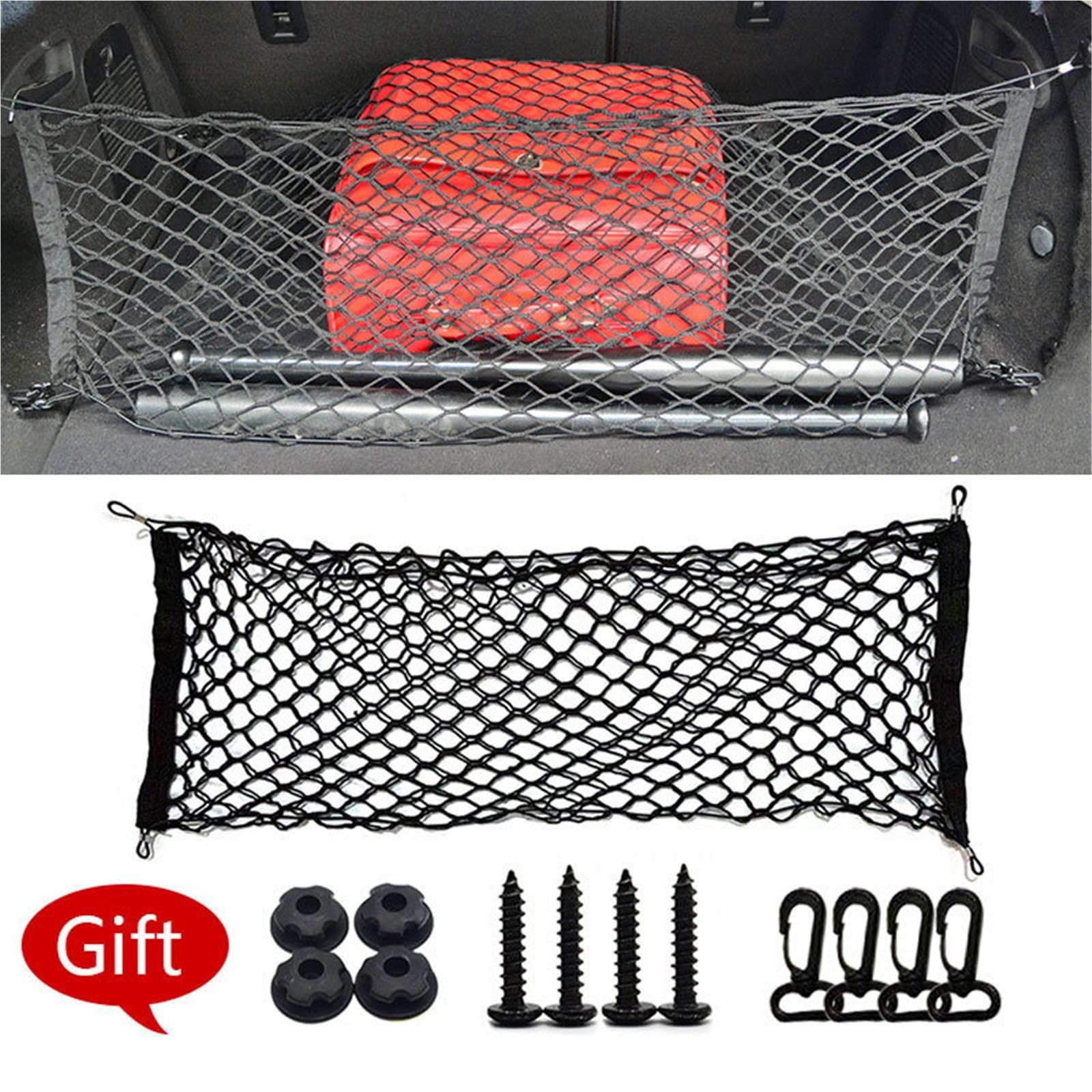 Kofferraum Netz Gepäcknetz for Auto | Universeller Kofferraum-Gepäcknetz-Organizer aus elastischem Nylon, doppellagig(90x40CM)