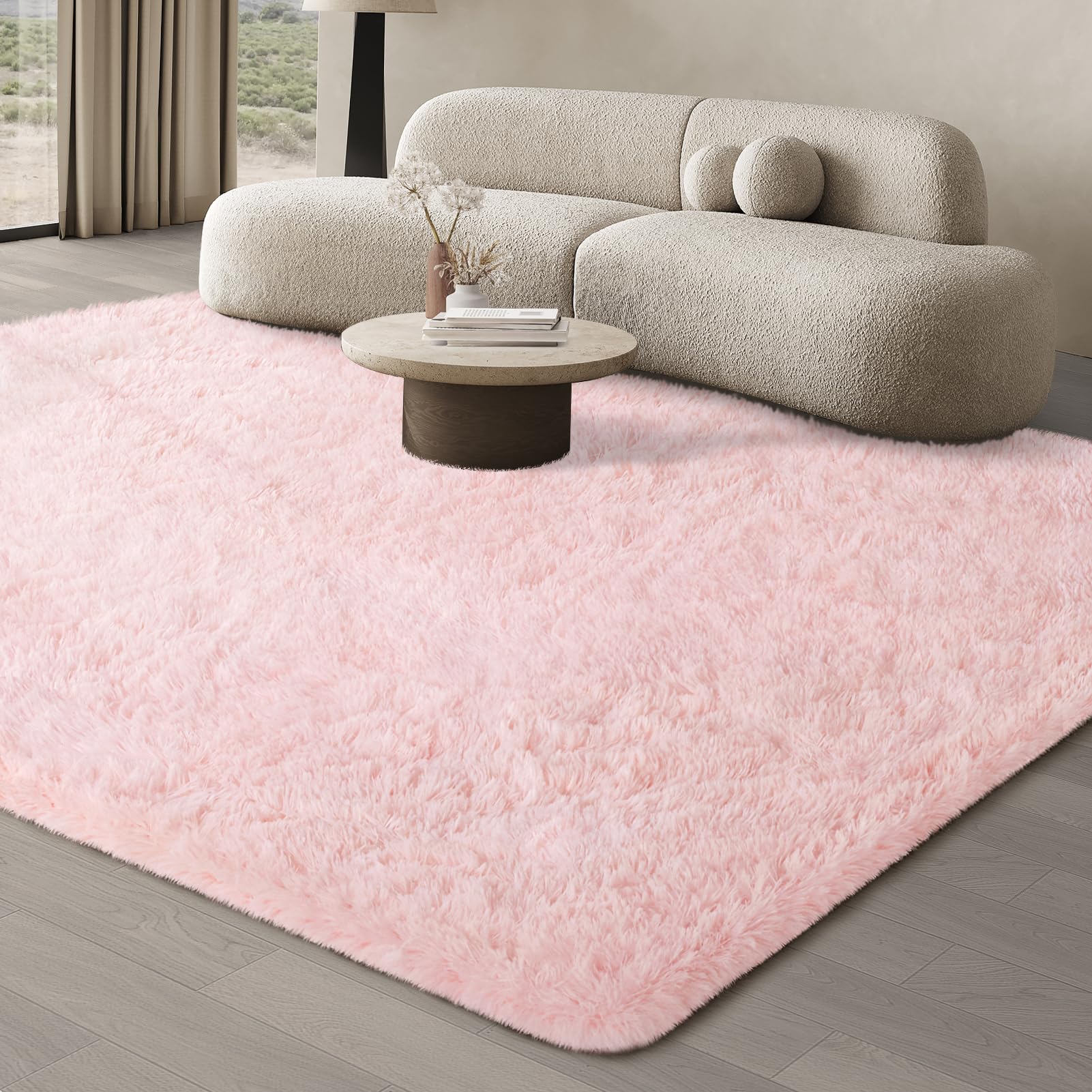 JOJOSEE Rugs Living Room, 200 x 300 cm Light Pink Area Rug, Anti Slip Soft Fluffy Shaggy Extra Large Floor Carpets Mat for Bedroom, Nursery Bedside(Light Pink, 200x300cm) โ image 1