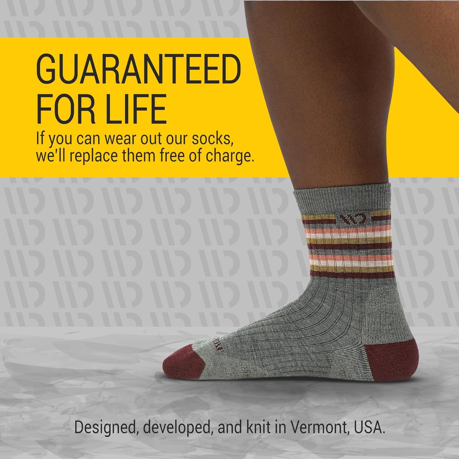 Wide Open Micro Crew Women's Merino Wool Socks - Multi Stripe Everyday Wide Ankle Socks for Wide Feet