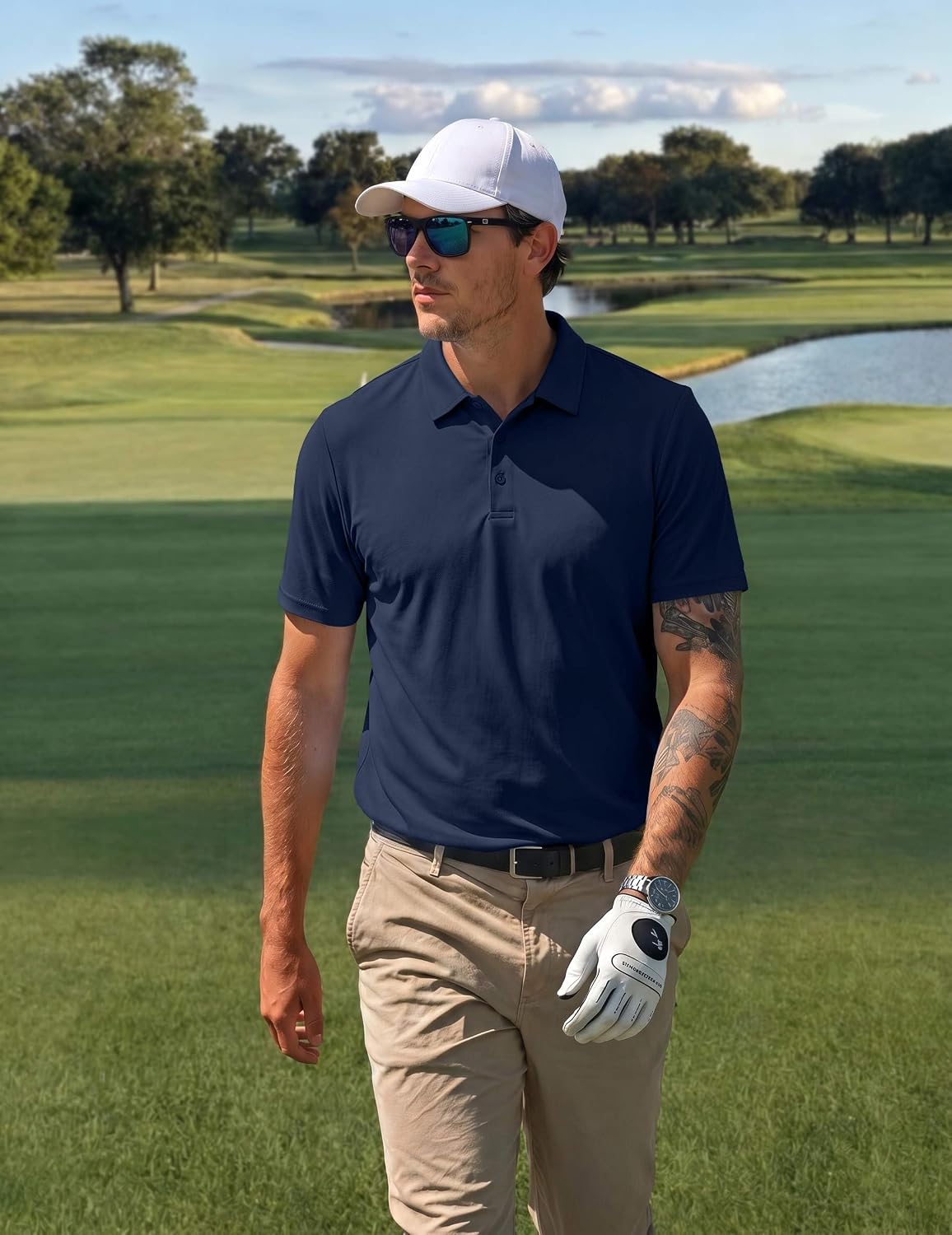 COOFANDY Mens Golf Polo Shirts Short Sleeve Quick Dry Moisture Wicking Performance Collared Golf Shirt for Men