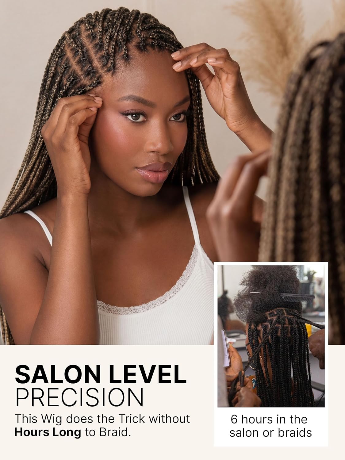 LUVME HAIR Full Lace 26 Inches Braided Wig OwnScalp™ Salon-Level 200% Density Bleached Knots Human Hair Blended Synthetic Braids with a Natural Real Scalp Look Full HD Lace Knotless Box Braided Wig