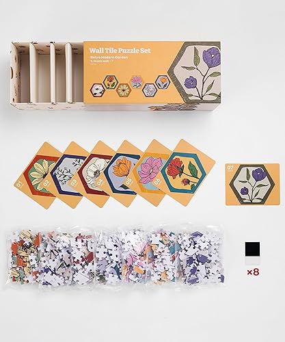 Miniatura 2 de Pintoo Rompecabezas de azulejos de pared, juego de rompecabezas retro y moderno, serie jardín, siete de 56 piezas de azulejos de pared crean