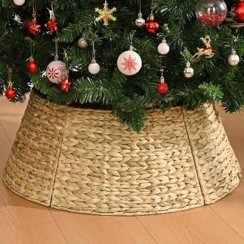 27in Christmas Tree Collar, Handcrafted Natural Woven Xmas Tree Ring, Farmhouse Christmas Tree Base Cover for Artificial Trees DecorationNatural