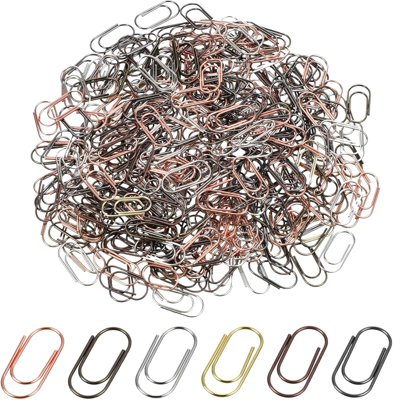 300 PCS Metal Mini Paper Clip, 3/5 Inch 6 Colors Small Cute Paper Clips Super Cute Tiny Paperclips Bronze Gold Steel Clips, Cute-Mini Paperclips with for Office School Home Desk Organizers
