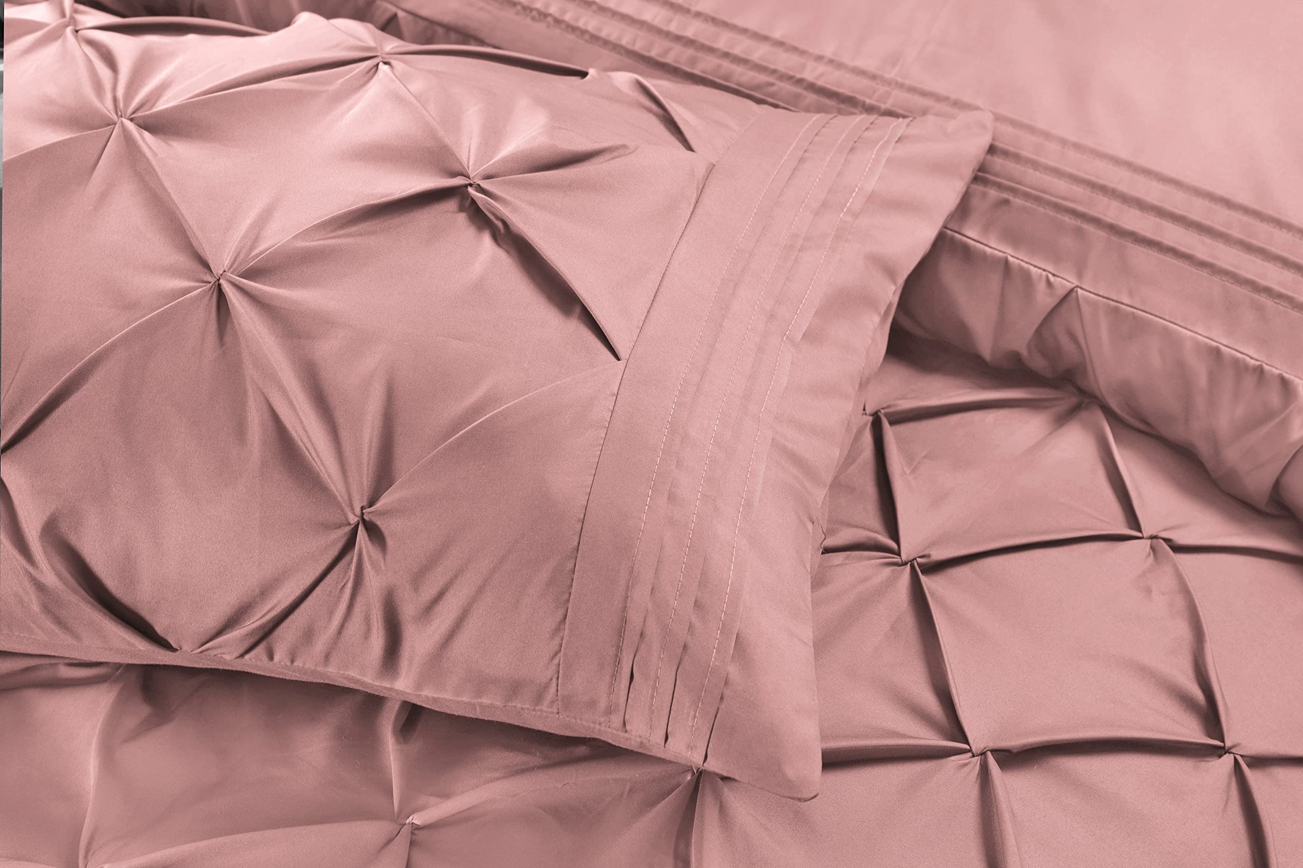 Sweet Home Collection 3-Piece Duvet Cover Set – Pintuck Pleat Design In Burgundy, Queen - View #9