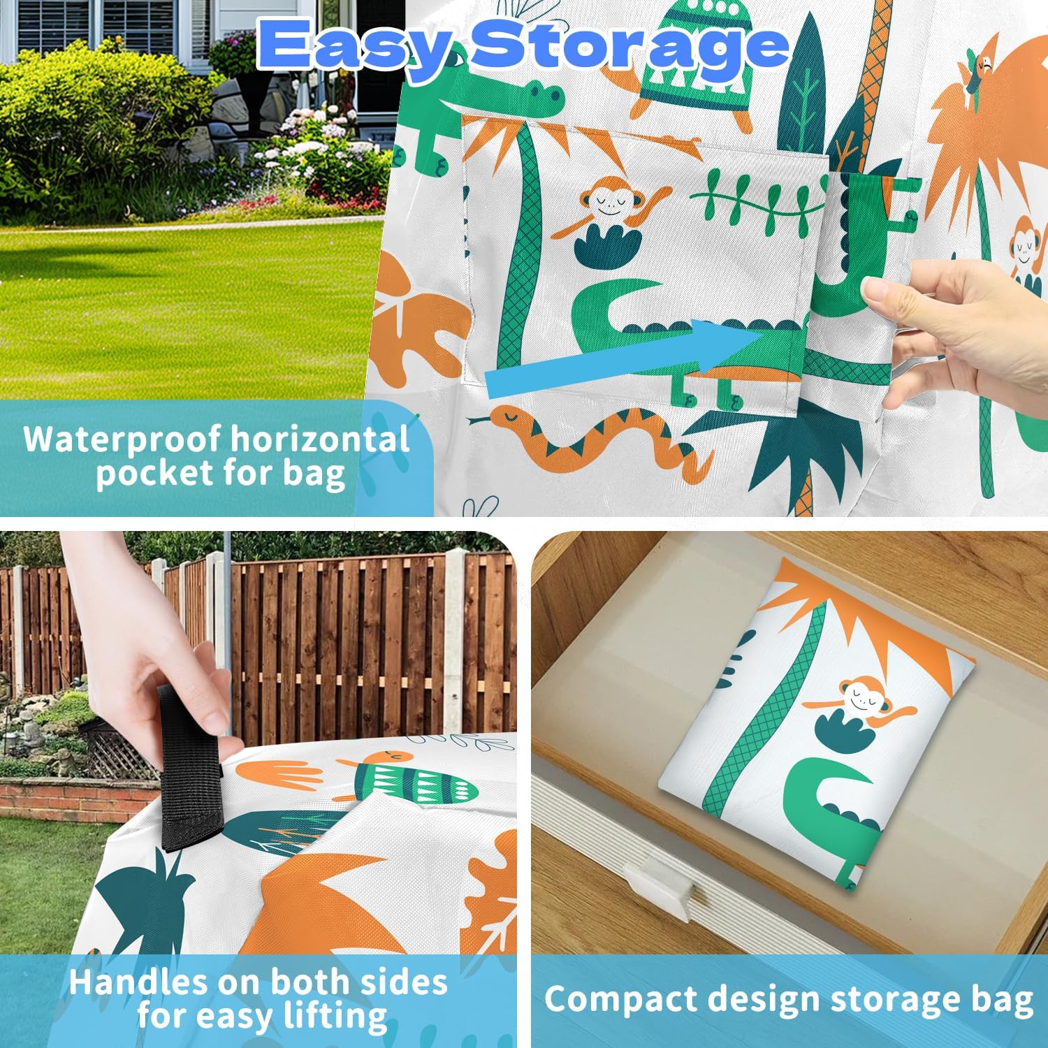 Intoypad Kids Water Table Cover for Step2 Water Table Accessories Jungle | Outdoor Waterproof Sunshade Dust Cover for Toddlers 1-3 Outdside Step 2 Watertable Toys for Kids Ages 3-5 - Cover Only