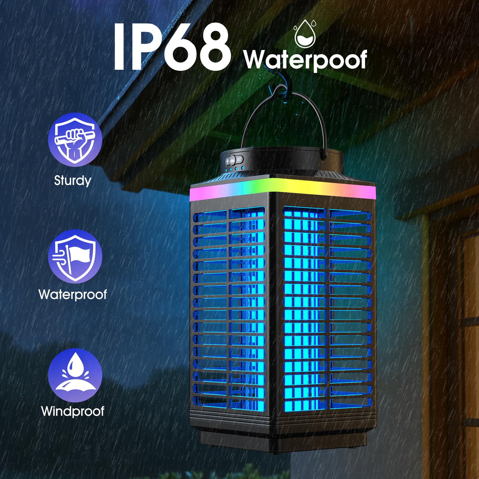 Zapper per insetti da esterni, 4 in 1, 4200 V, ricaricabile, senza fili, con batteria da 5000 mAh, portatile e wireless, impermeabile IP68, per patio, campeggio, casa