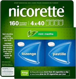 Nicorette 4mg Nicotine Lozenges, Mint – Quit Smoking Aid, Discreet Craving & Withdrawal Relief, Nicotine Replacement Therapy (NRT), Sucrose-Free* Nicorette Lozenges, 160 Count