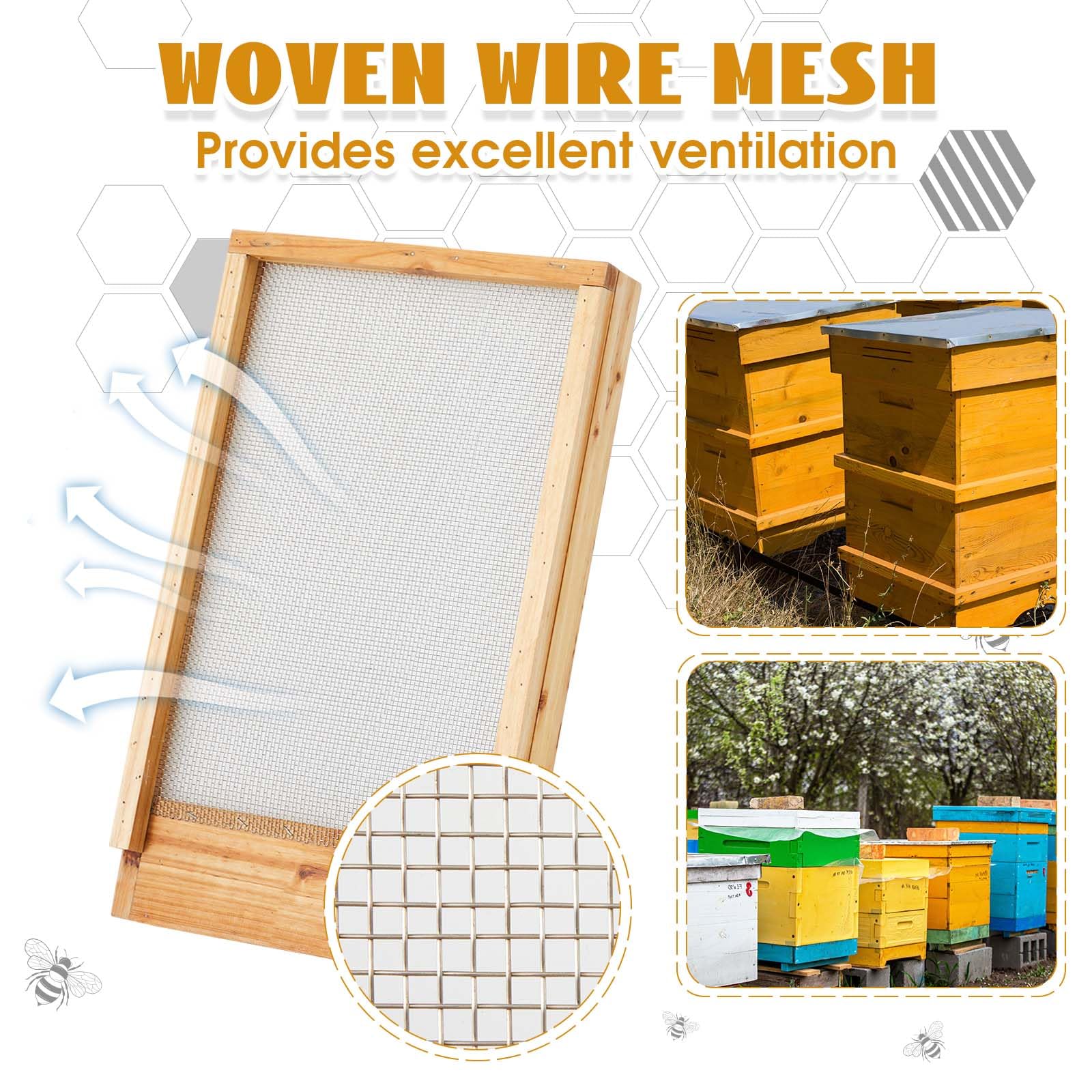 Juexica Panneau inférieur de ruche trempé dans de la cire d'abeille avec réducteur d'entrée pour fournitures d'apiculture d'été (8 cadres)