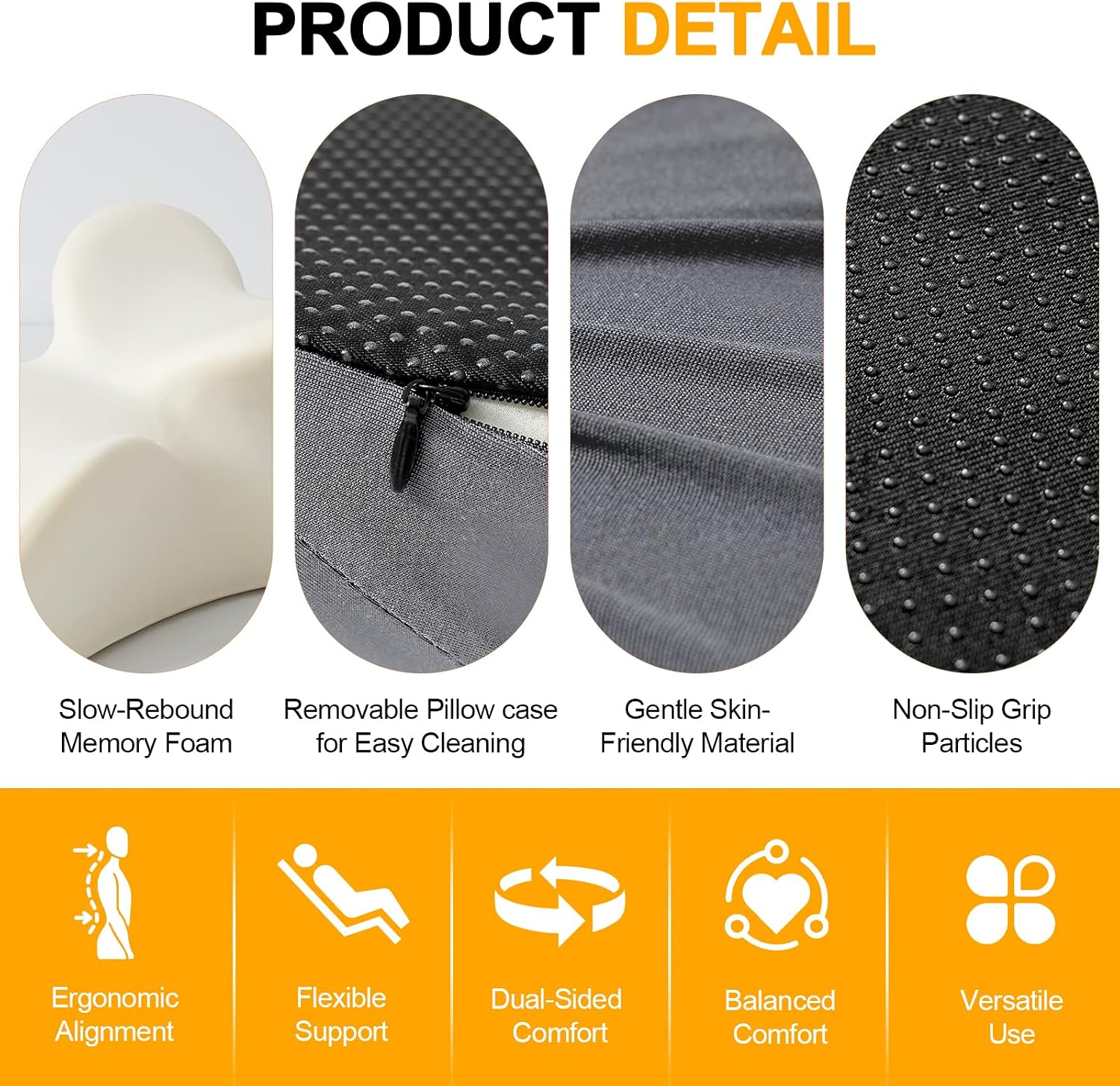 Memory Foam Wedge Pillow for Intimacy Couples, Ergonomic Support Pillow