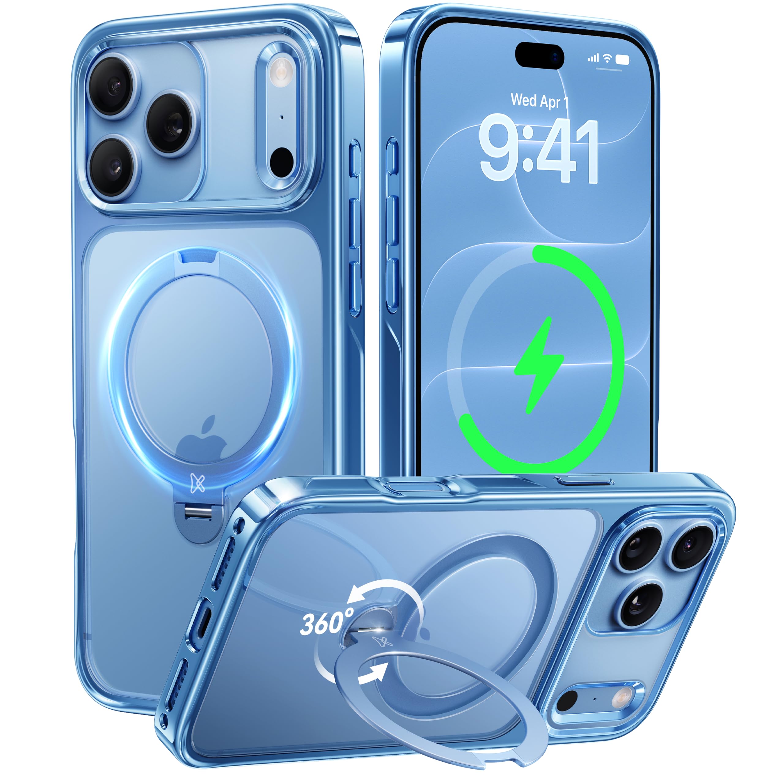 CASEKOO Glacier Blue for iPhone 18 Pro Max Case, 360 Spin Magnetic Stand | 18 Pro Max, Fi…