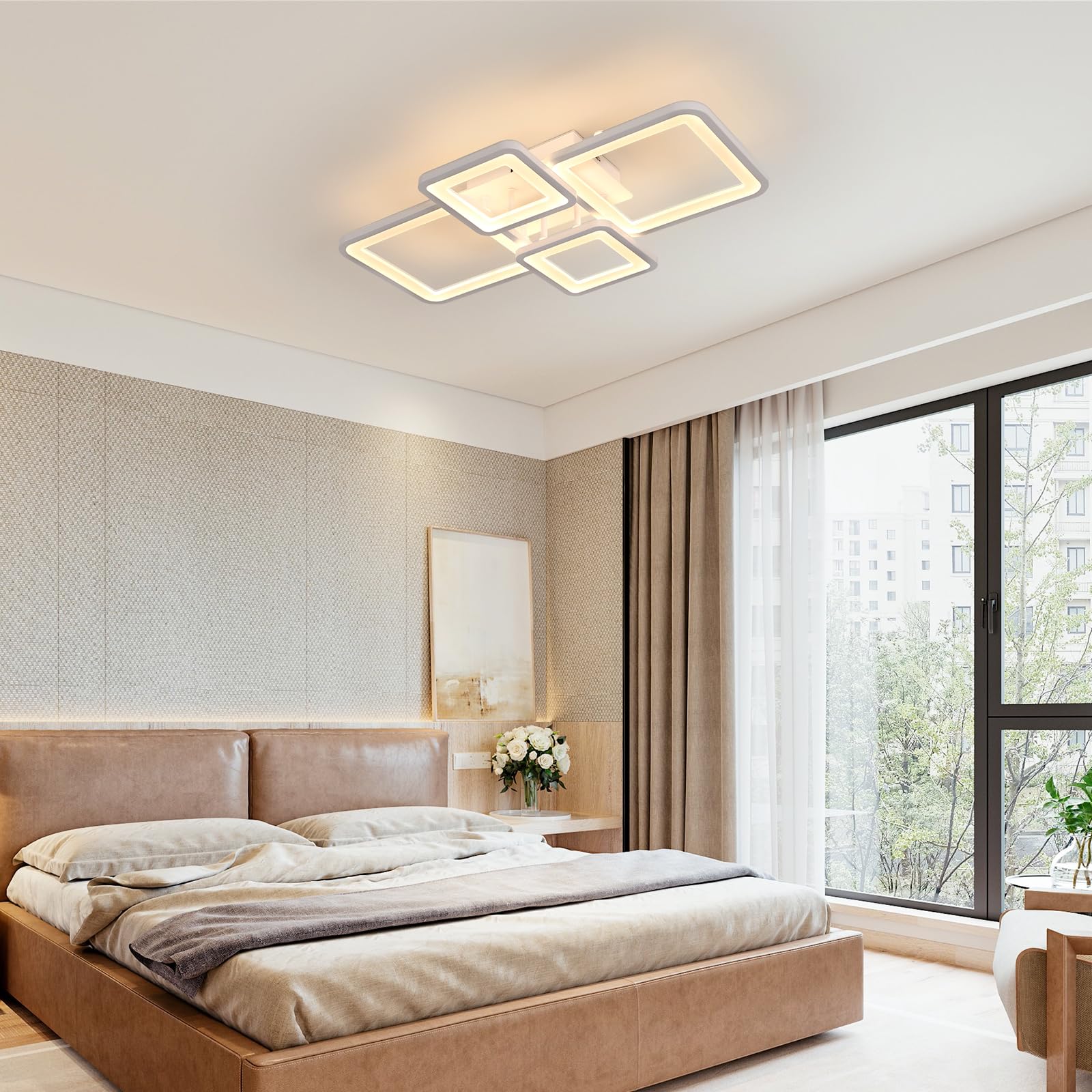 Comely Plafoniera LED Soffitto Dimmerabile, 54W 6000LM Lampada da Soffitto | Con Telecomando, Bianco Quadrato Lampadario LED Soffitto in Acrilico per Camera da letto Soggiorno Sala da Pranzo