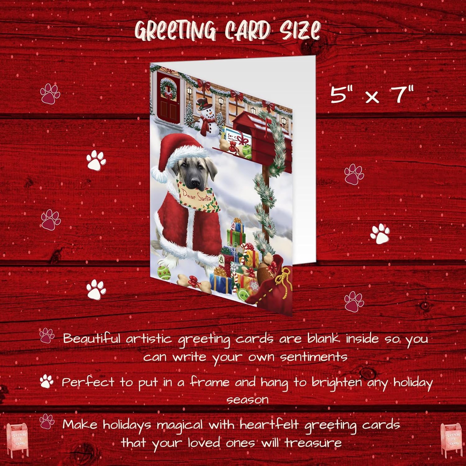 Dear Santa Mailbox Christmas Letter Anatolian Shepherds Dog Greeting Cards - Adorable Pets Invitation Cards with Envelopes - Pet Artwork Christmas Greeting Cards (10 Greeting Cards)