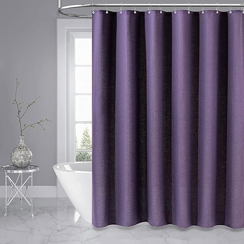 Vista 123 de Dynamene Cortina de ducha larga de tela negra – Cortinas de ducha de tela alta y resistente con textura de gofre, juego de cortina de baño de lujo