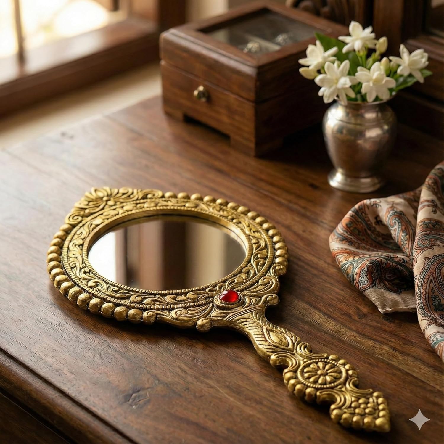DreamKraft Handicraft Metal Decorative Mirror Antique Item - 10.6L x 7.9W inches MT-Mirror-G