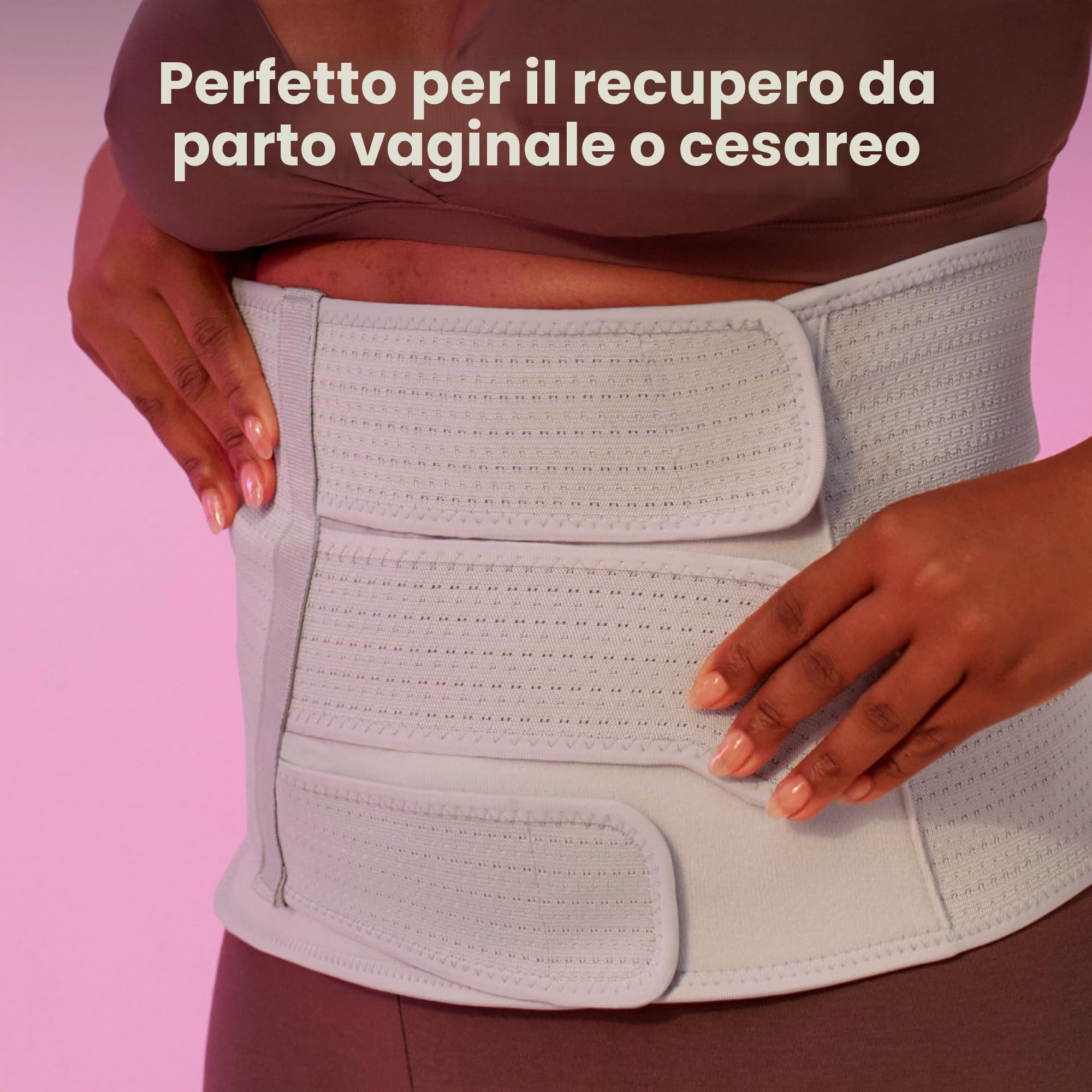 Frida Mom Binder: recupero post-partum, supporto addominale per il parto naturale e il recupero del taglio cesareo, fascia di compressione regolabile alta 23 cm