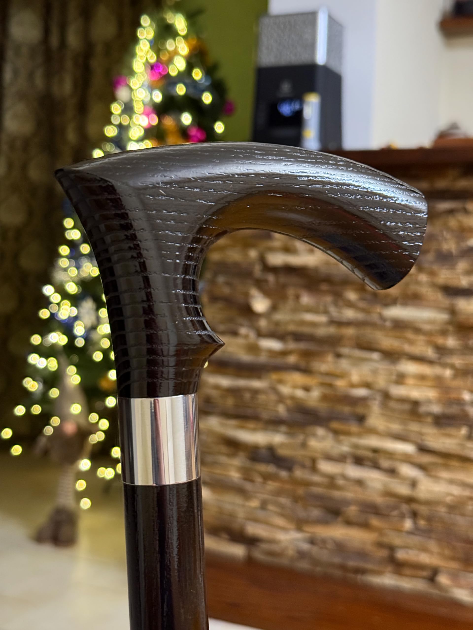 Dr. Watson Classic Duke Walking Stick – Handcrafted Ash Wood Cane with Polished Stainless Steel Collar