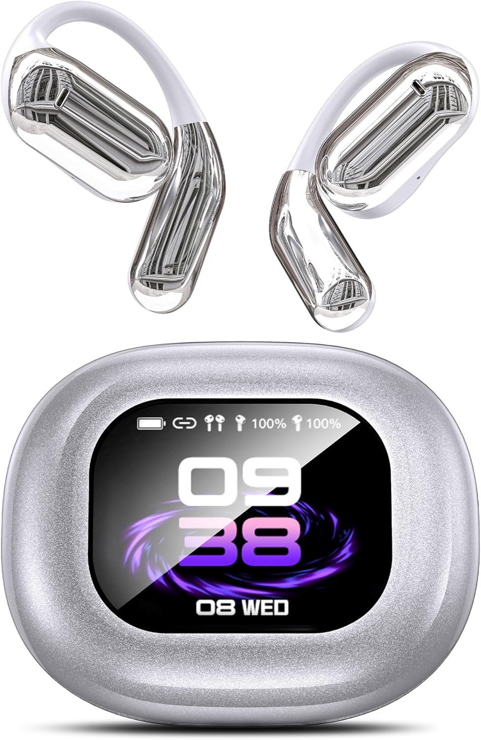 EUQQ AI Translation Earbuds, Language Translator Earbuds Real Time for 144 Languages,audifonos traductores inglés español,Bluetooth 5.4 LCD Touch Screen Earphones,Ideal for Travel Business Learning