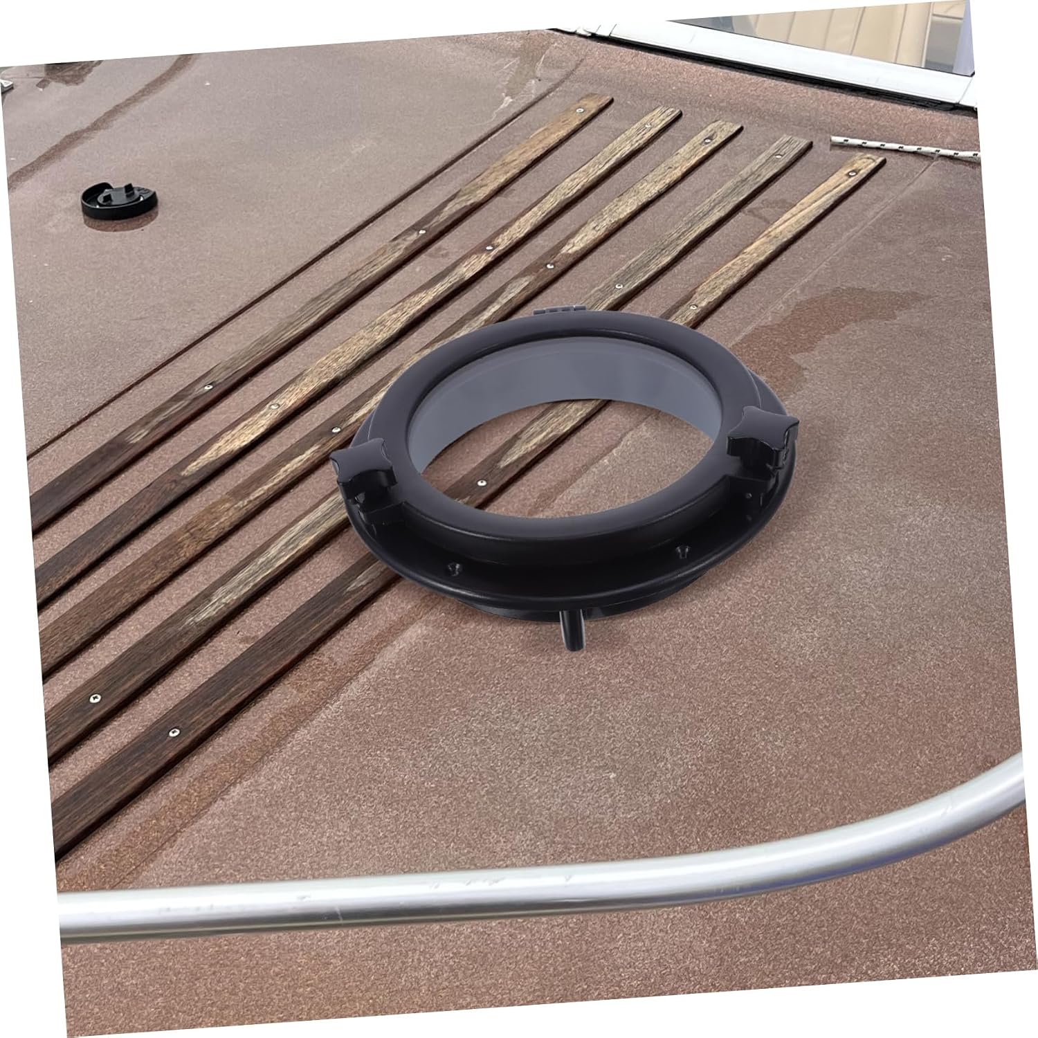 Opening Yacht Portlight Window, 265mm Round Black ABS Glass