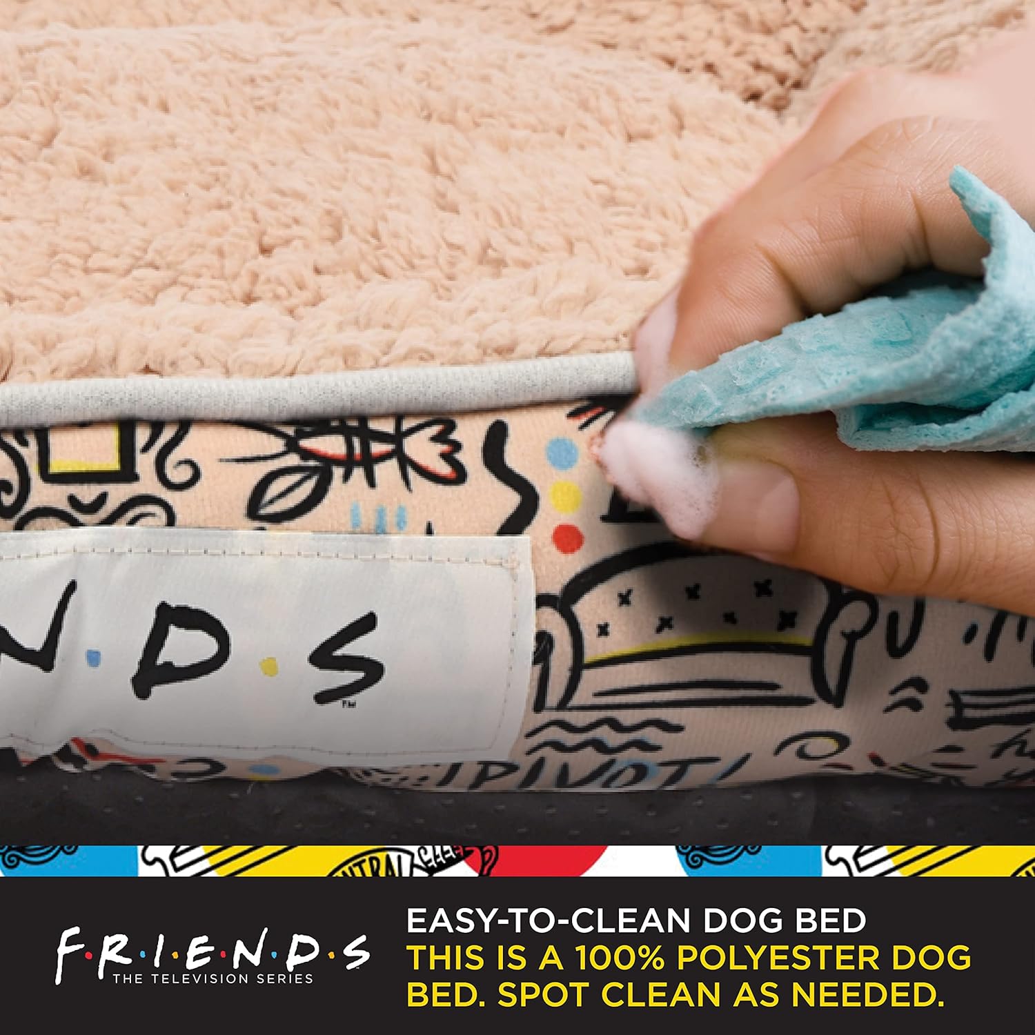 review City Doodle Cuddler Dog Bed | Durable Washable Dog Bed from Warner Bros Friends, Friends TV Show Merchandise for Dogs | Elevated Dog Bed, Dog Mat, Pet Bed, Friends Dog Bed