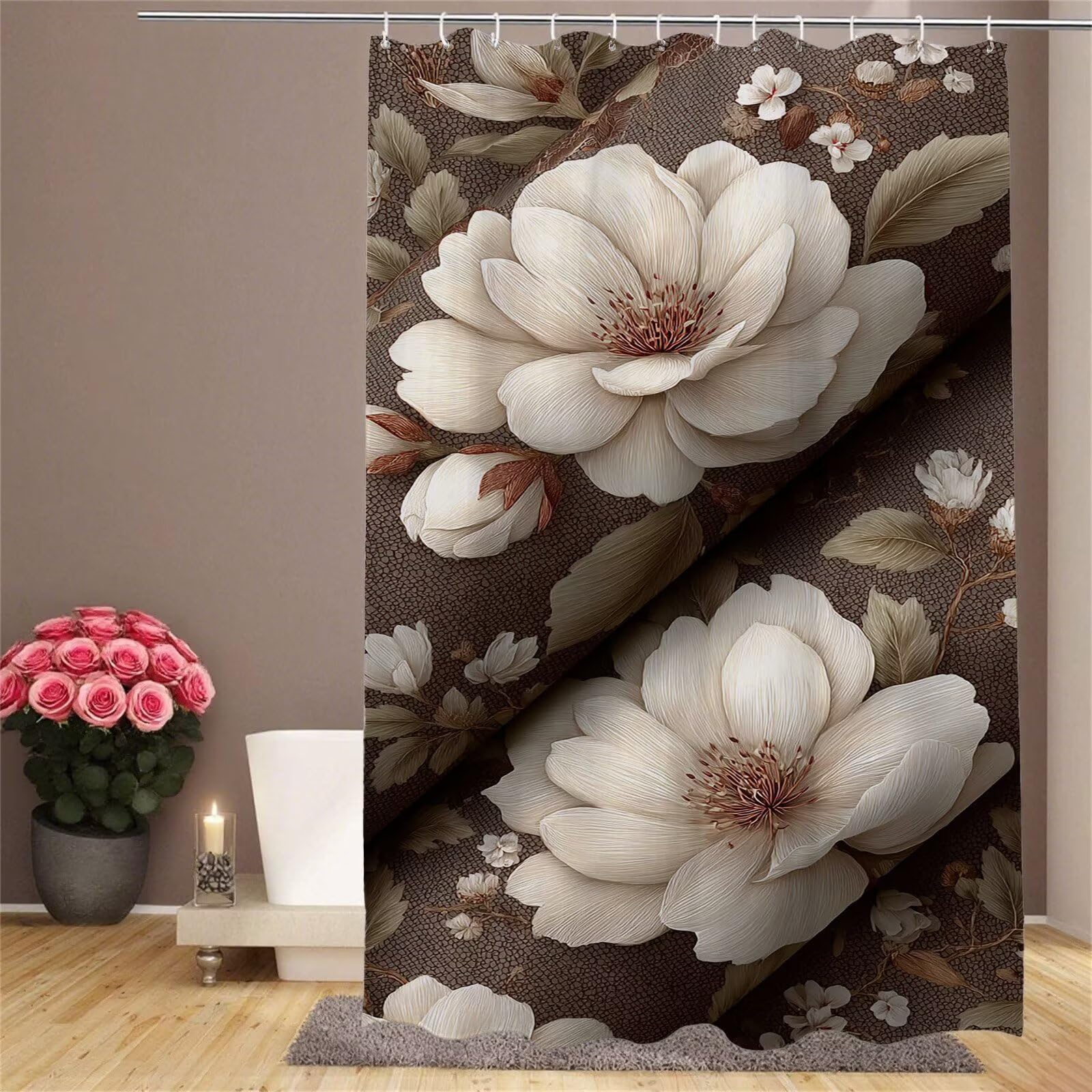 Rideau douche 120x180cm fleuri pour le dortoir et la salle de bain d'hôtel