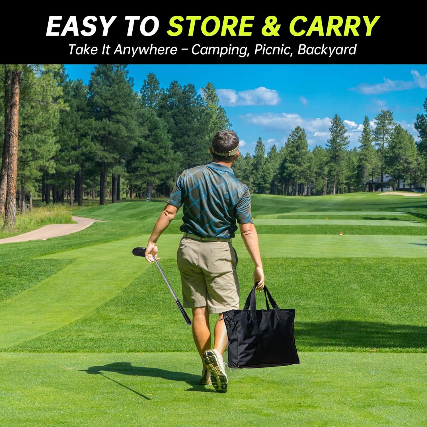 IGRL Golf Chipping Game Set, 71 X 71 in Large Golf Practice Mat with 2 Adjustable Clubs, Hitting Mat, 24 Sticky Balls, 2 Golf Tees, Scoreboard & Carry Bag, Indoor Outdoor Training Game for Adults