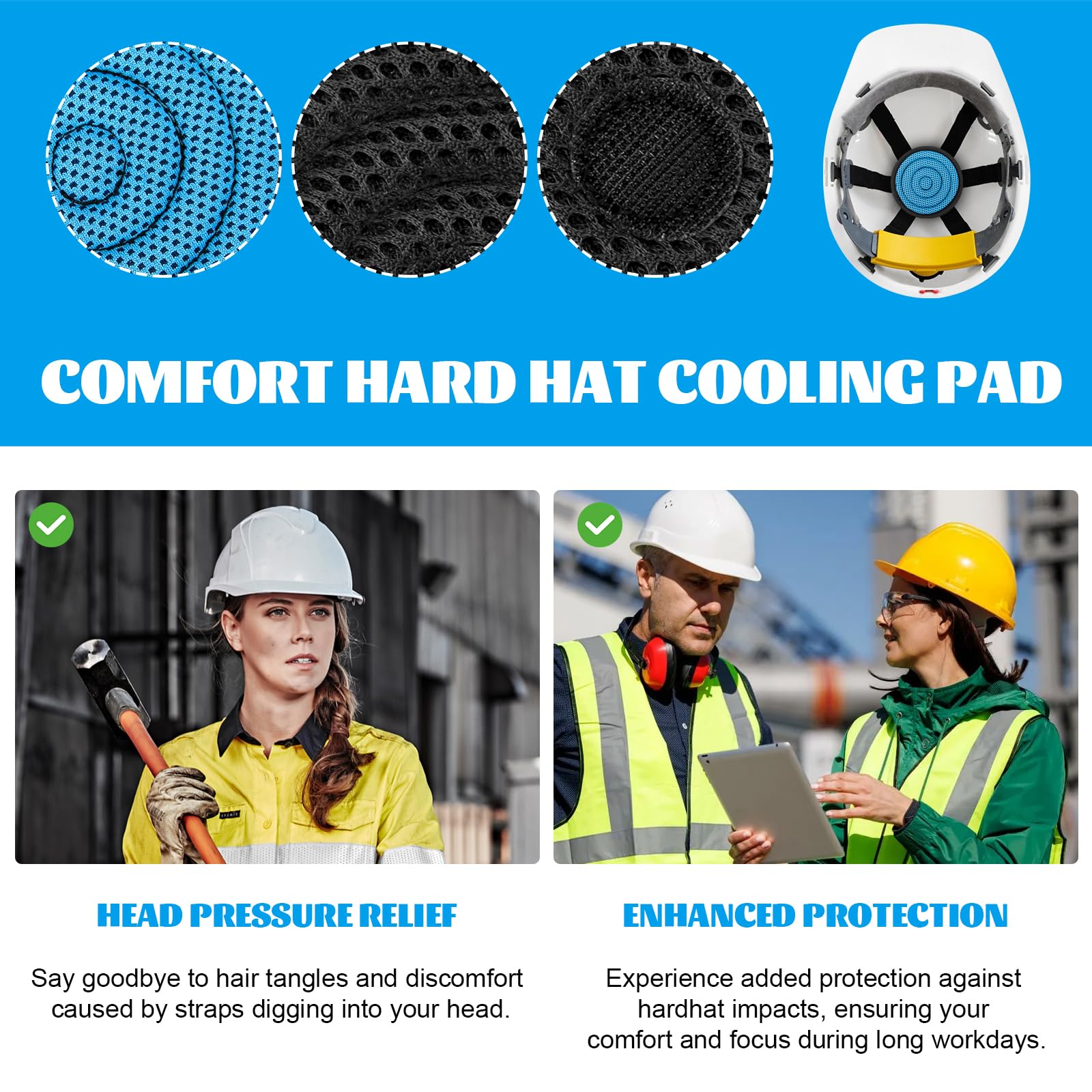 Almohadilla superior para cascos, lavable, relleno acolchado, repuesto de refrigeración para cascos y cascos de suspensión, azul, paquete de 6