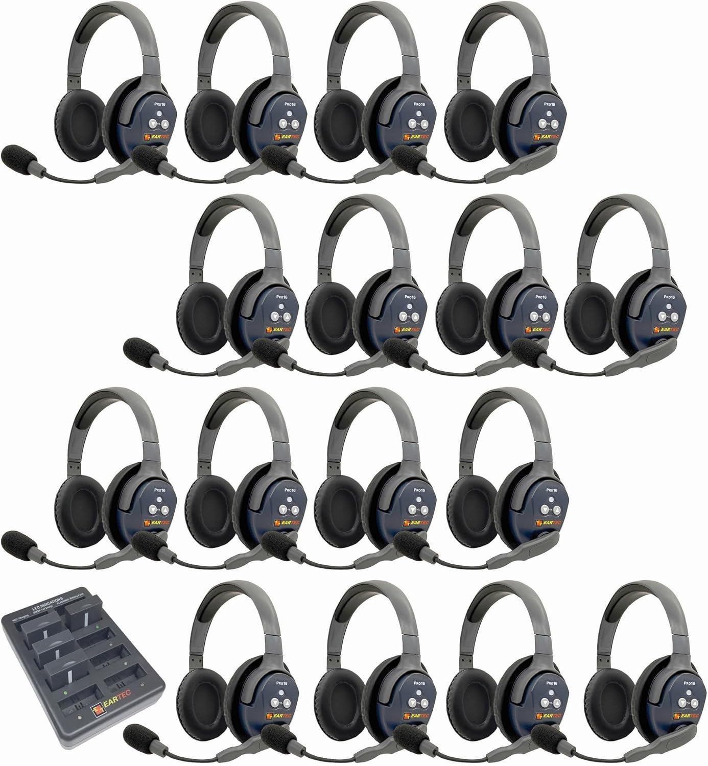EARTEC Ultralite PRO16 ETP16D Full-Duplex Professional True Wireless Intercom System with Double Headsets (2.4 GHz)
