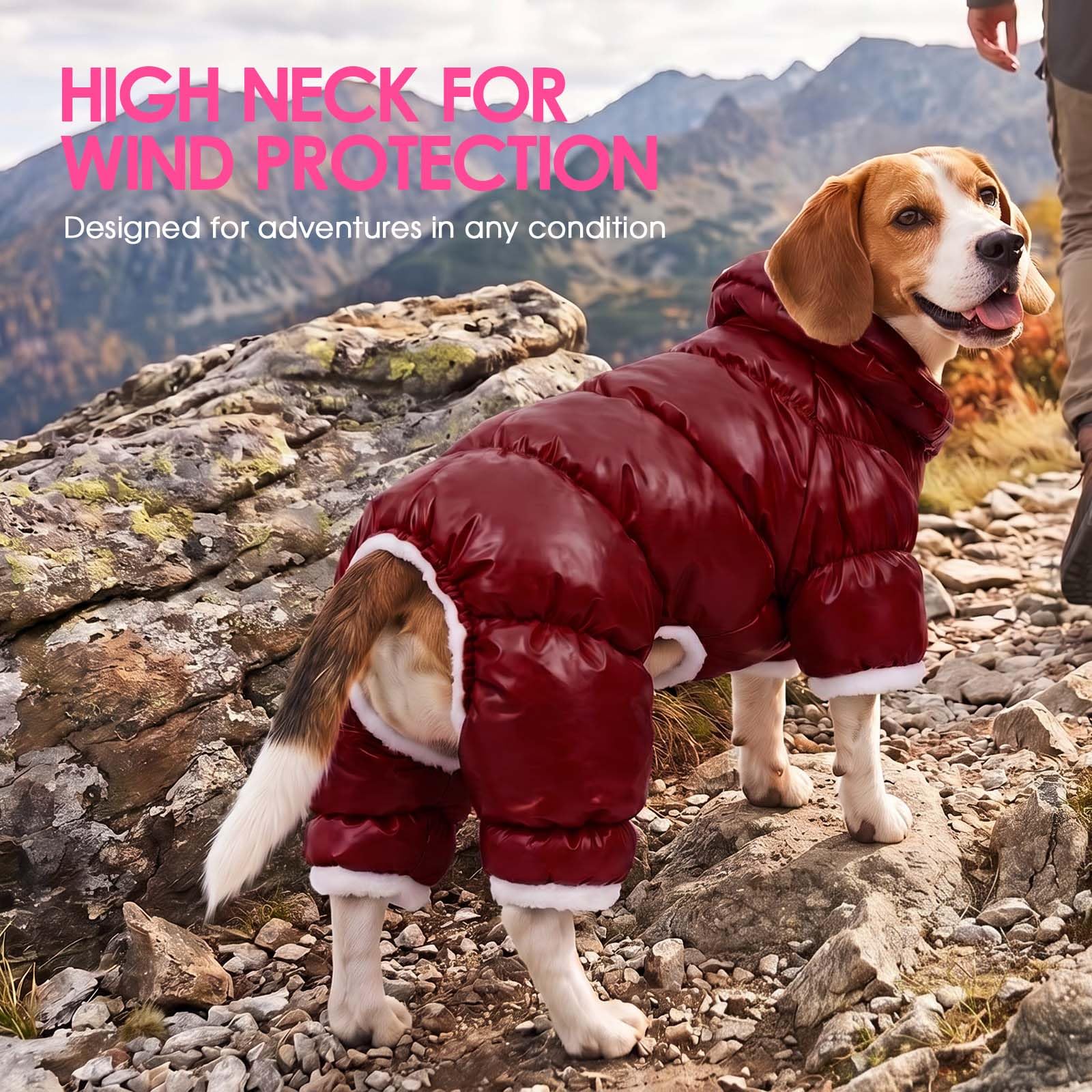 AOFITEE Hundemantel, wasserdichte Hundejacke, Ganzkörper-Hunde-Wintermantel, Schneeanzug, Winddichte Welpenpufferjacke, Schneeanzug mit Beinen, Haustier-Fleece-Winterweste, Mäntel für kleine Hunde
