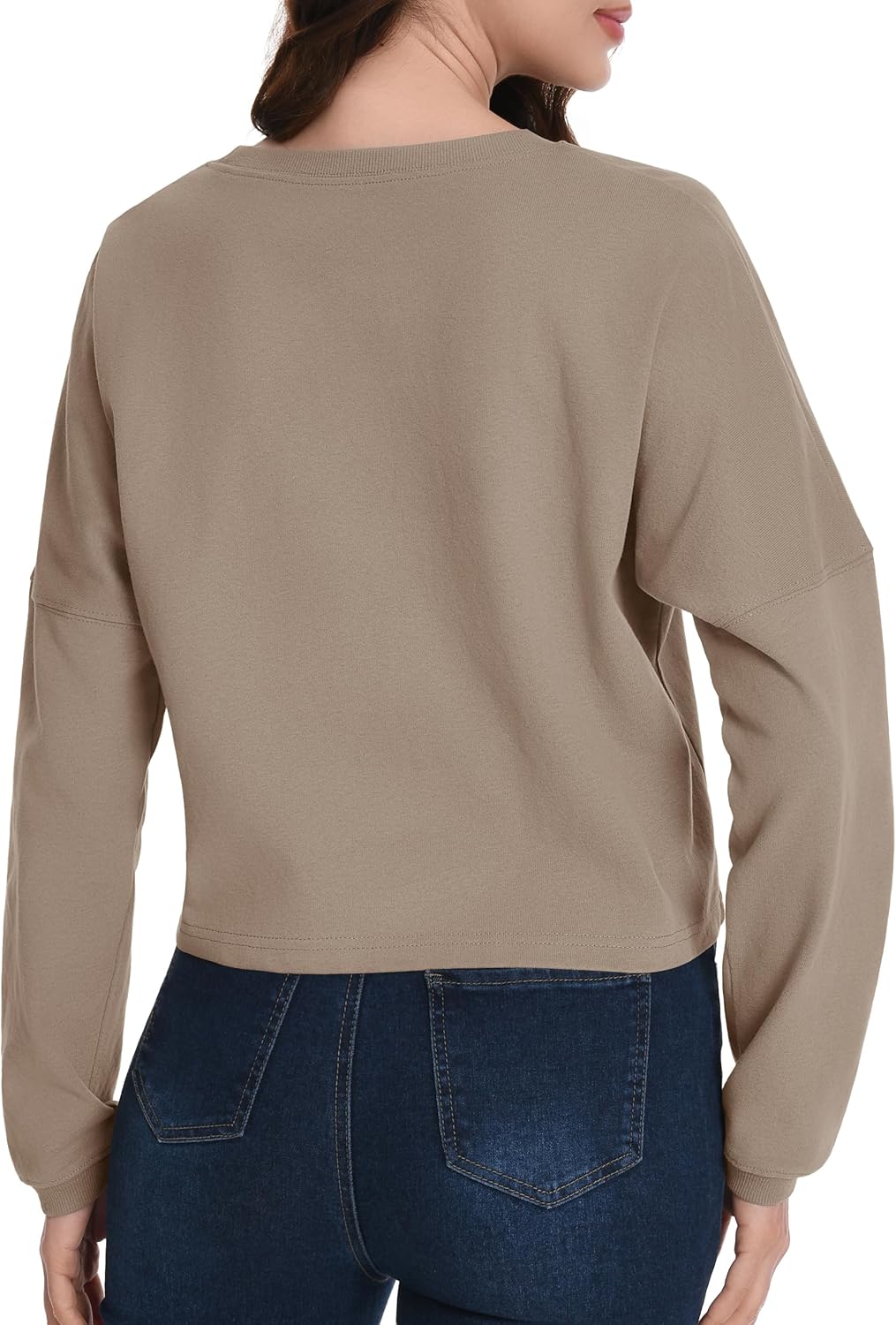 Auriviz Cropped Sweatshirts for Women Oversized Crewneck Sweaters Long Sleeve Tops Fall Winter Pullover Workout Shirts - Image 4