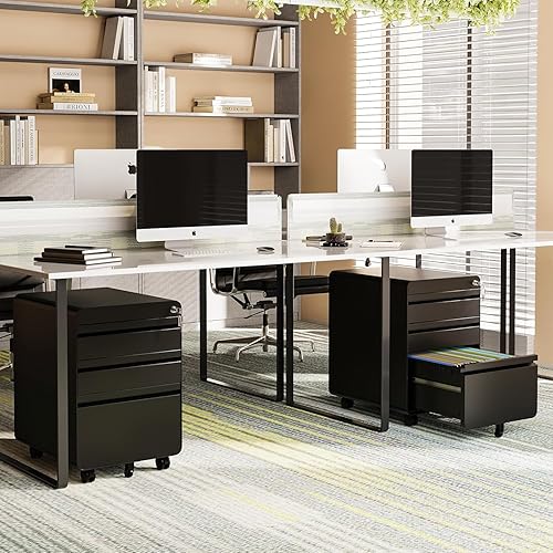 Miniatura 28 de Archivador de 4 cajones con cerradura, archivadores de metal, archivador vertical pequeño archivador de acero con cerradura para oficina en casa