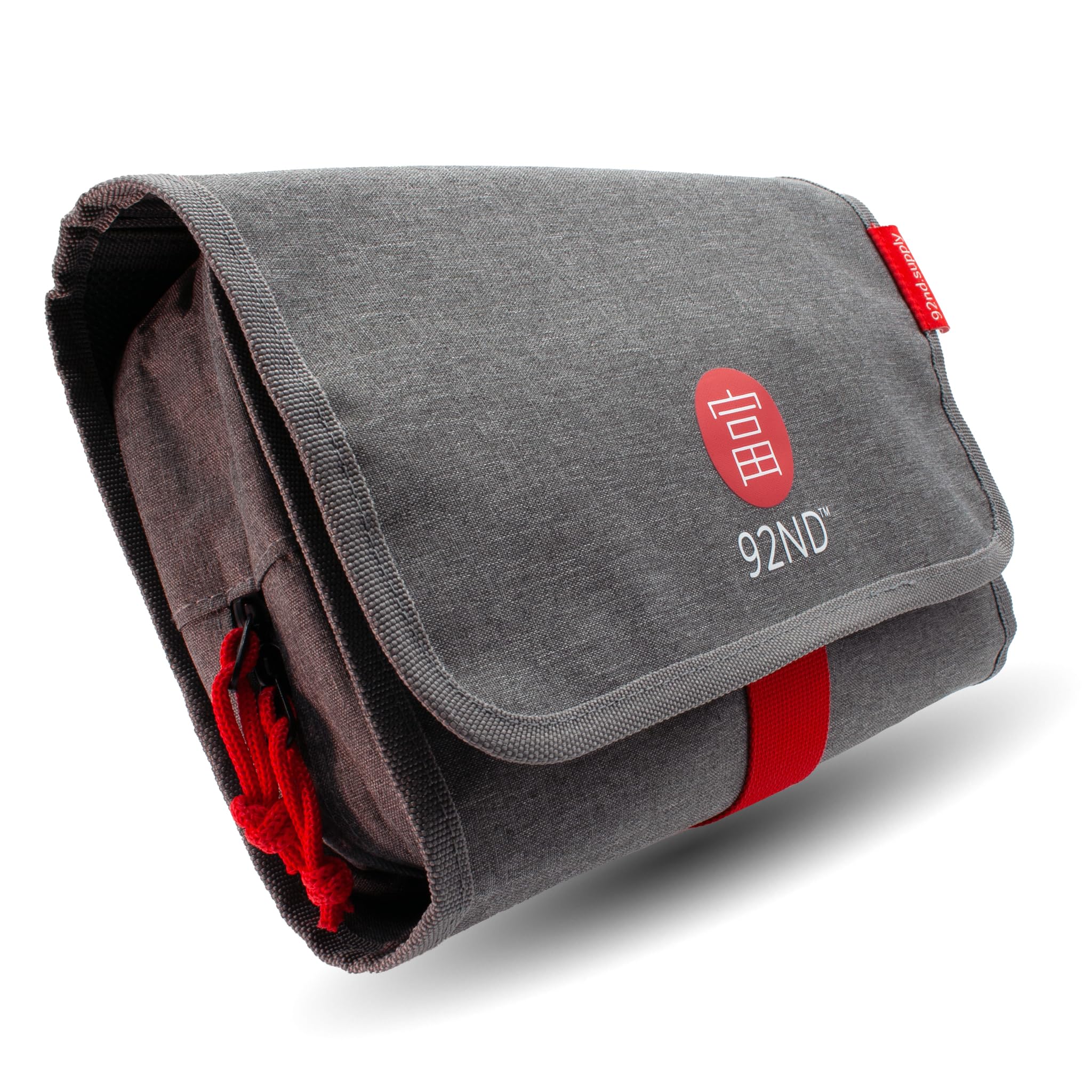 92ND.Supply, Neceser para hombre, neceser para hombre, colgar todos los compartimentos con cremallera, mucho espacio de almacenamiento mediante correas ajustables, cierre de . (gris), gris, 61 x 27 cm