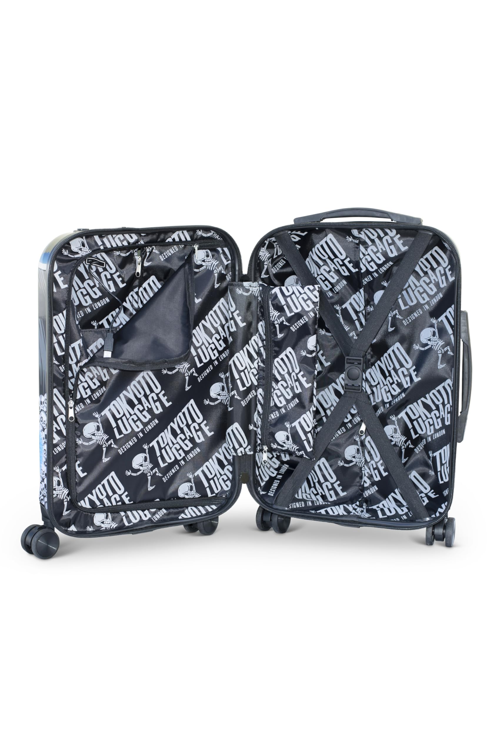 TOKYOTO - Maleta de Cabina Juvenil Infantil Niños Niñas Fans de Superhéroes Comics Dibujos Animados Trolley Equipaje Mano Cargador USB 10000mAh 55x35x20 cm | Maleta Rígida Ruedas Dobles White Soldier