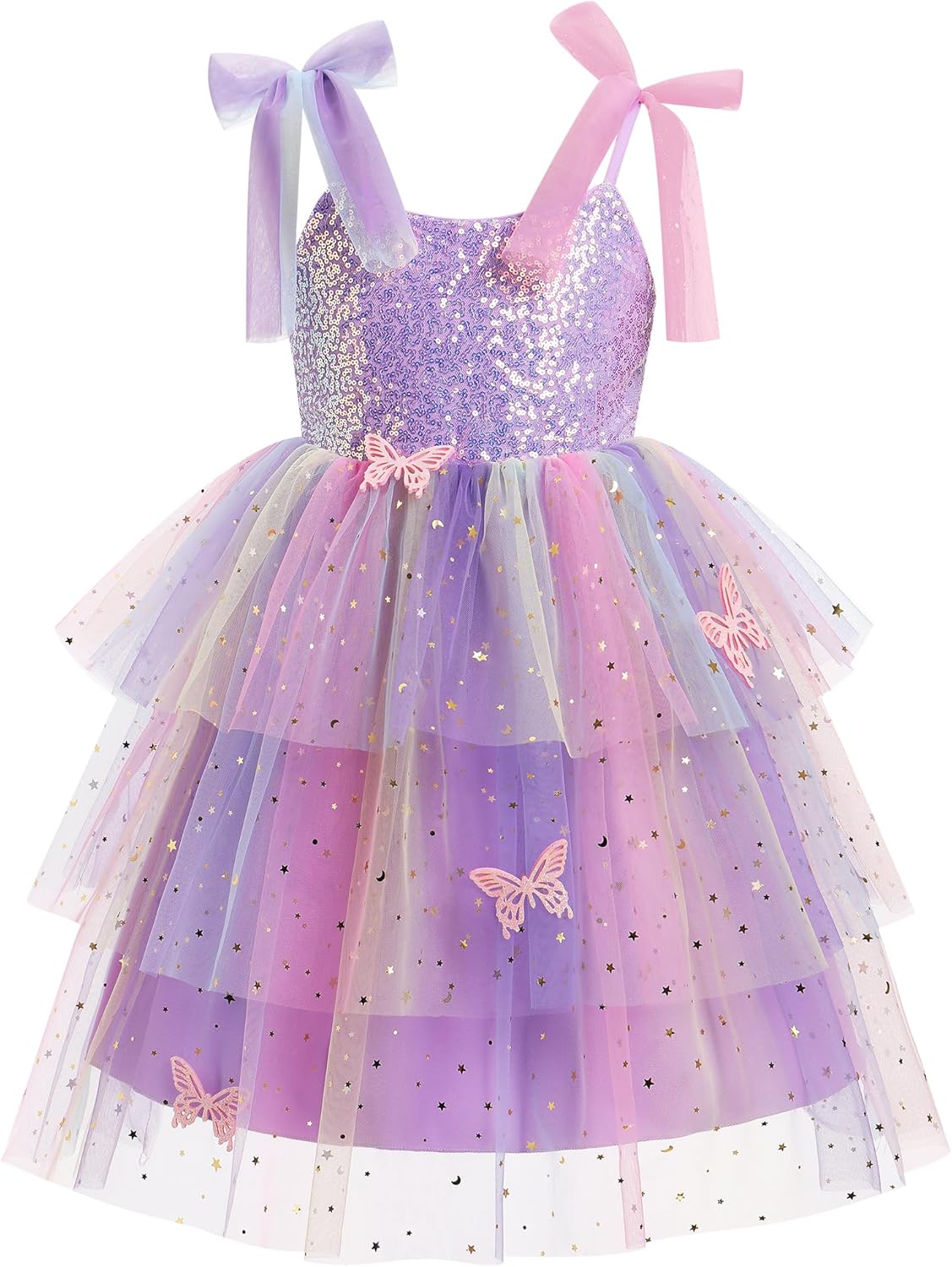 IDOPIP Toddler Baby Girl Sequin Butterfly Tutu Dress Summer Sleeveless Smocked Backless Princess Birthday Party Tulle Dresses