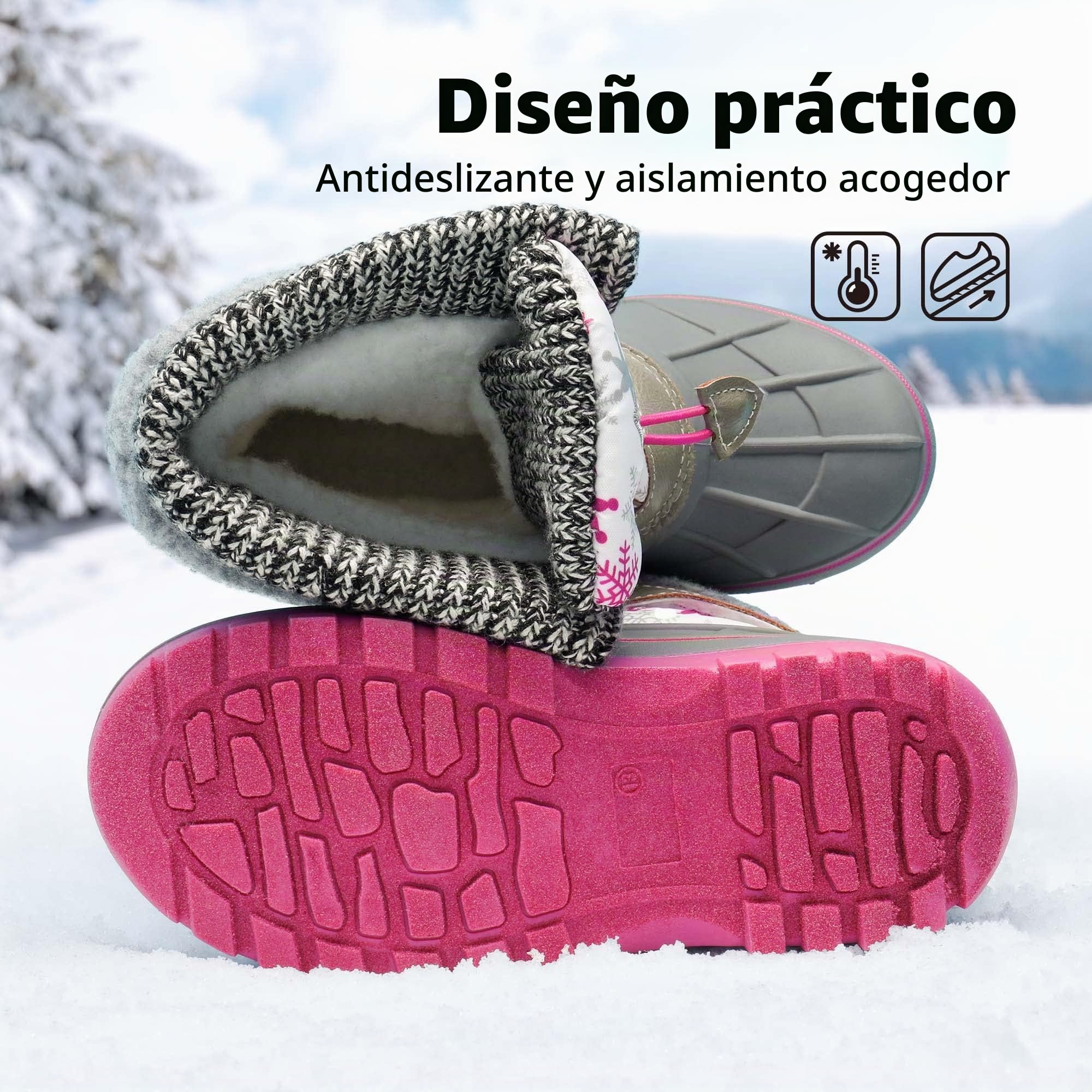 DREAM PAIRS Botas de nieve para niños y niñas, resistentes al agua, cálidas, acogedoras, antideslizantes, a media pantorrilla, forro de piel sintética, zapatos de invierno aislados para niños pequeños