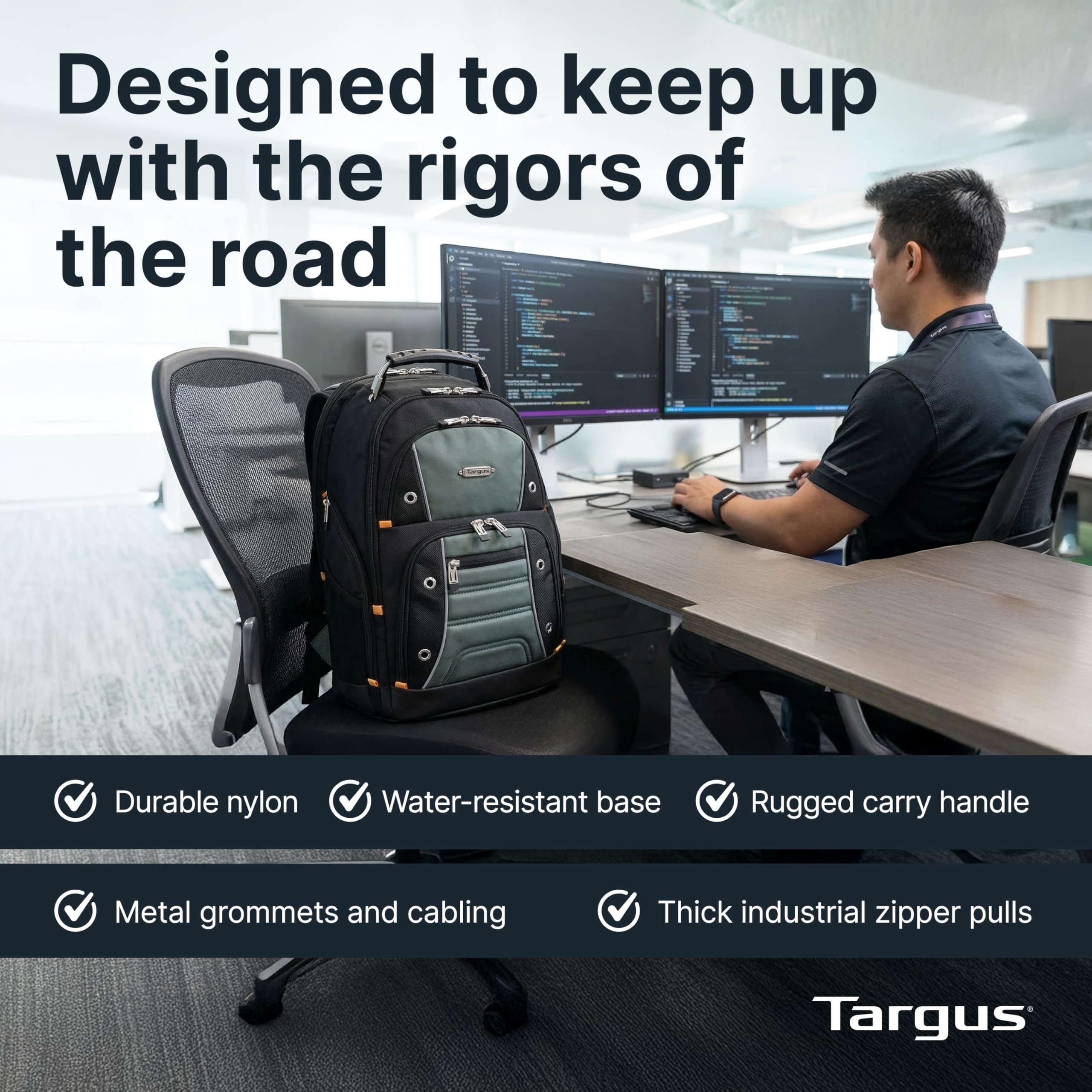Targus Drifter II Laptop Backpack BlackGray Backpack for Men for Business and Travel Durable Water-Resistant Material Fits up to 17 Laptops TSB239US product thumbnail 5