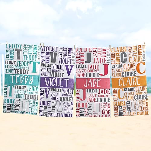 Miniatura 3 de Let's Make Memories Toalla de playa personalizada  Patrón de nombre  Toalla de piscina única  30 pulgadas de ancho x 60 pulgadas de largo  Toalla