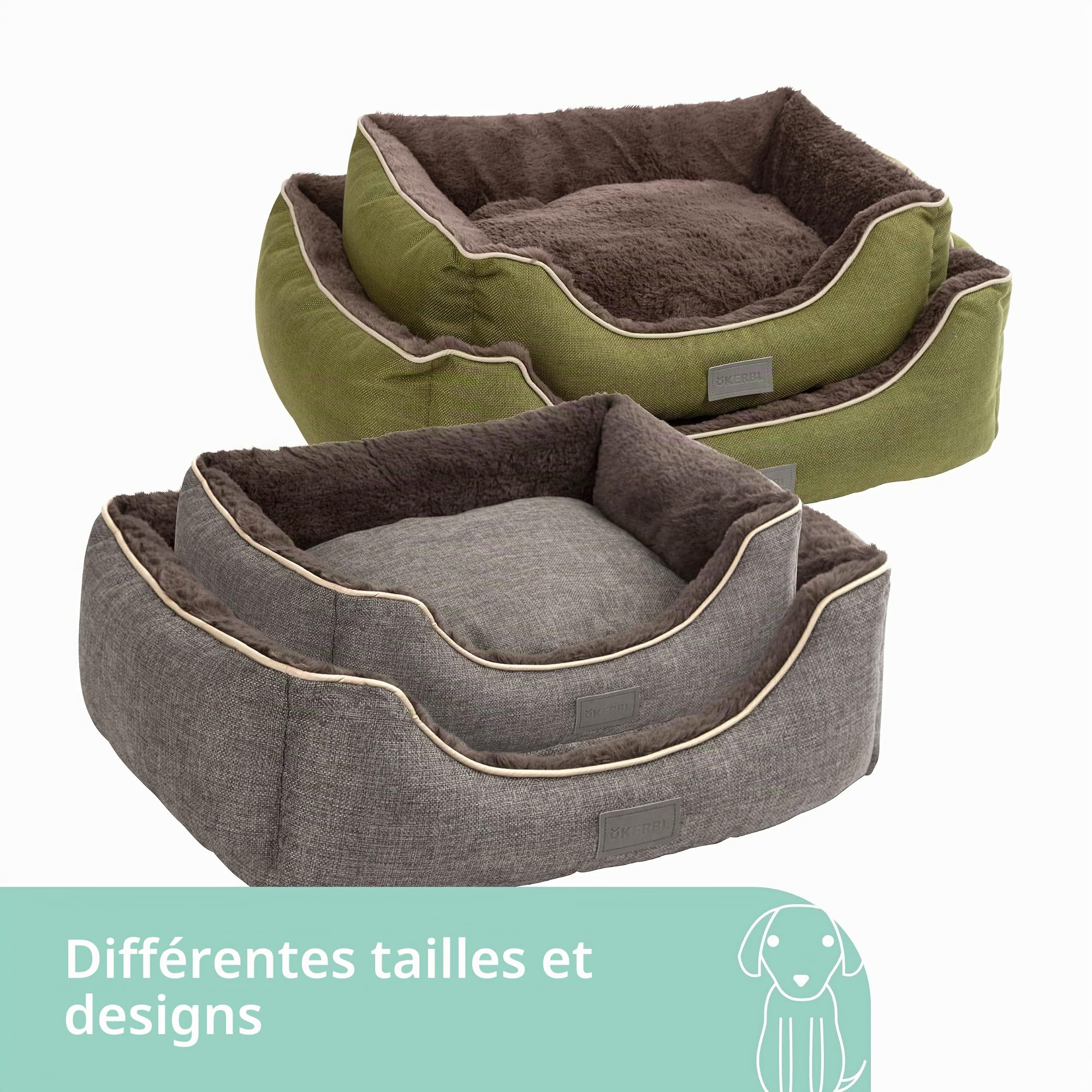 Kerbl Samuel Corbeille pour Chien Argent/Gris 60 x 50 x 17 cm