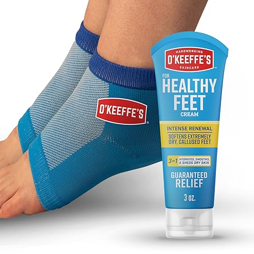 O'Keeffe's Kit de reparación de talón para pies saludables con urea y ácido láctico - (1 par) fundas reutilizables para pies + 3 onzas de crema de