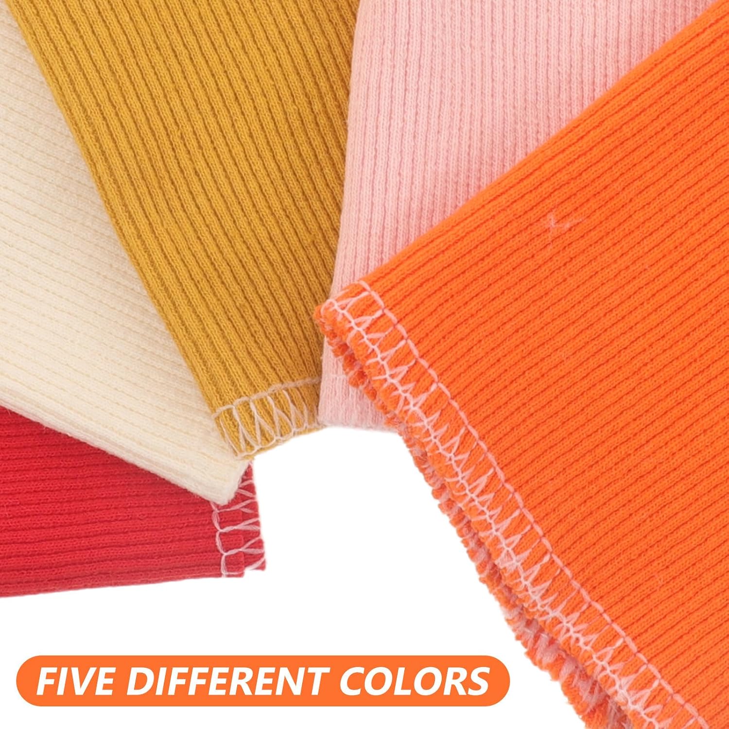 Cotton Rib Knit Cuff Set for Sweatshirts, Jacket Sleeves, 5 Pairs