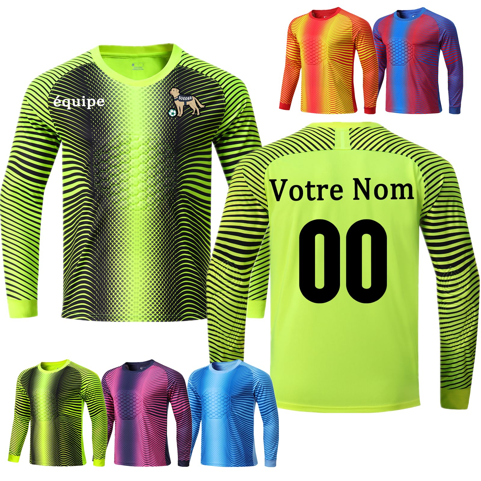 Maillot de Foot Gardien Adulte Enfant Personnalisé Equipement Gardien Foot Personnalisable avec Le Logo de l'équipe/Sponsor de Numéro de Nom