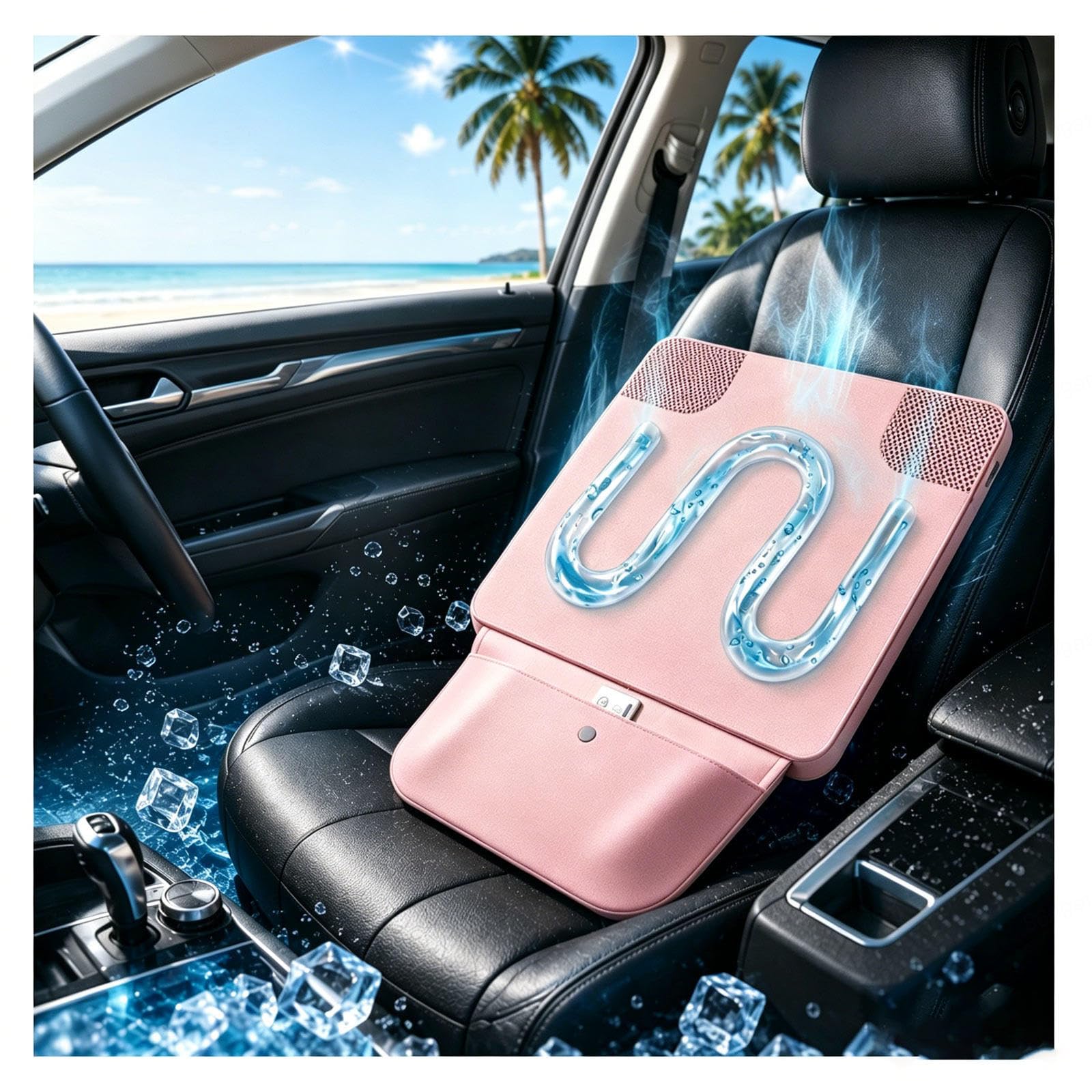 Rongyewxae Water Circulating Car Seat Cushions, Lock in the Chill Cooling Car Seat Covers, Smart Temp Cooling Pad for Car Seat Perfect for Vehicles,Offices,And Outdoors,Red